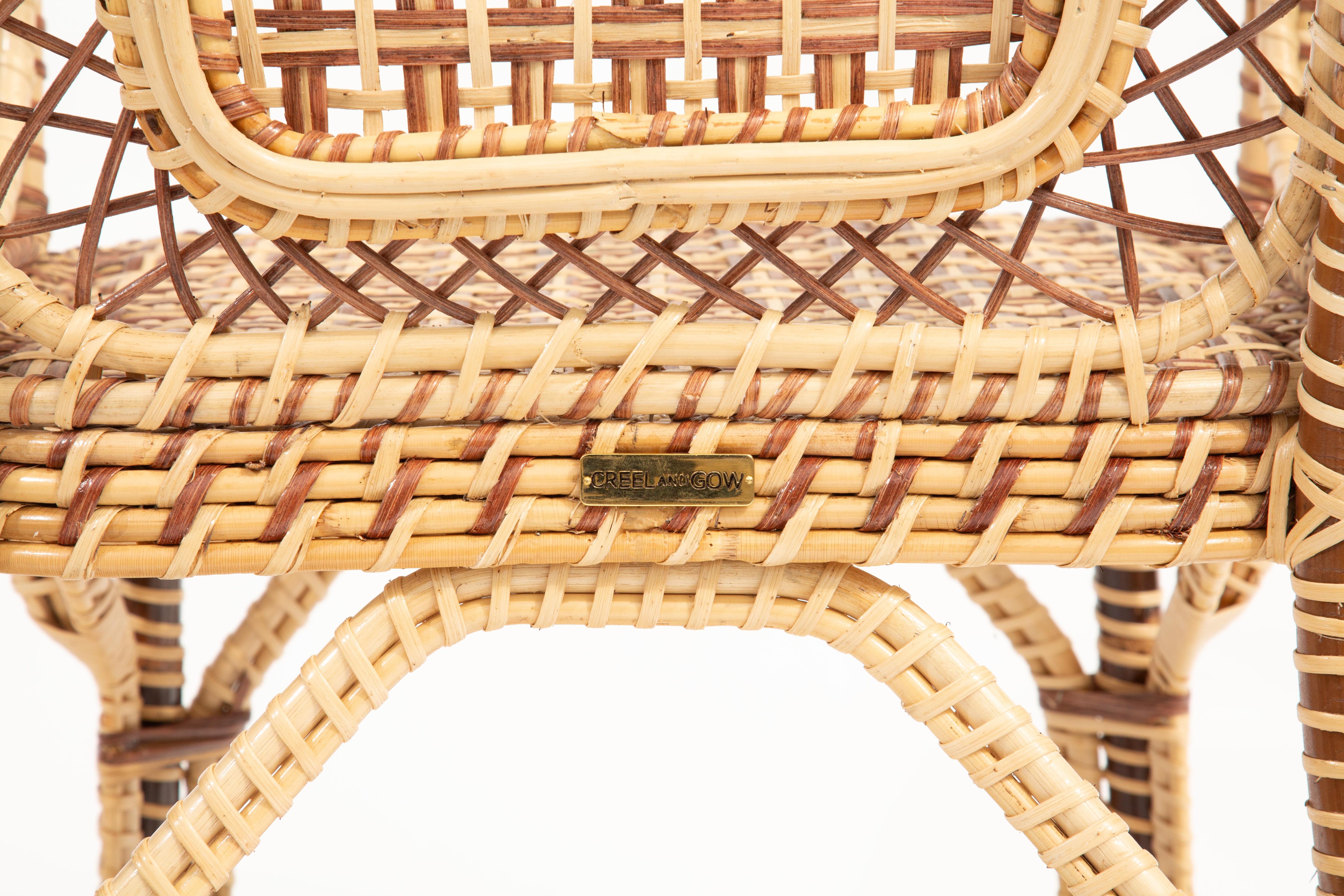 Vimini Poltrona Marshan in rattan marrone di Creel and Gow in vendita