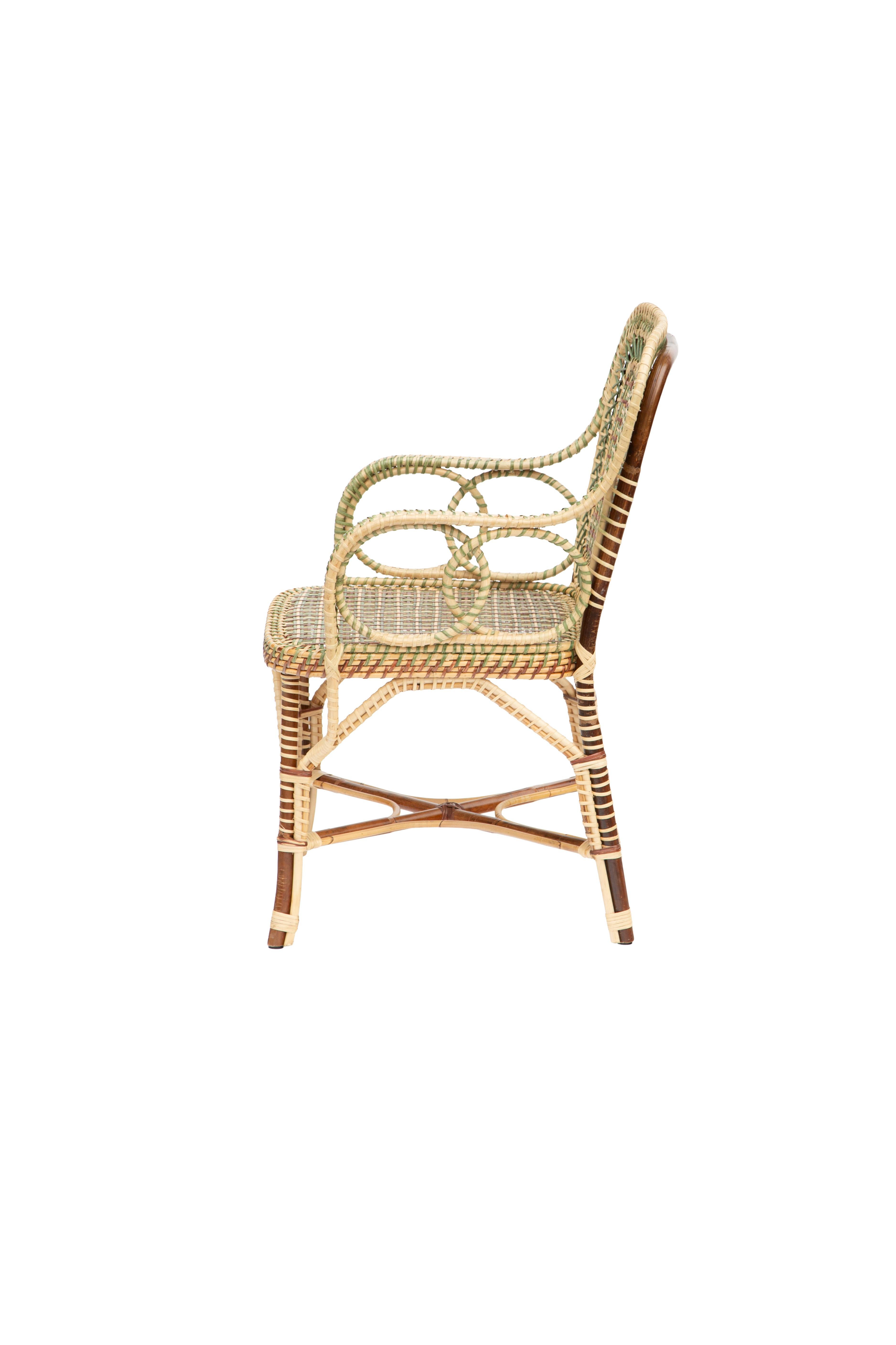 Marocain Fauteuil Marshan en rotin vert par Creel and Gow en vente