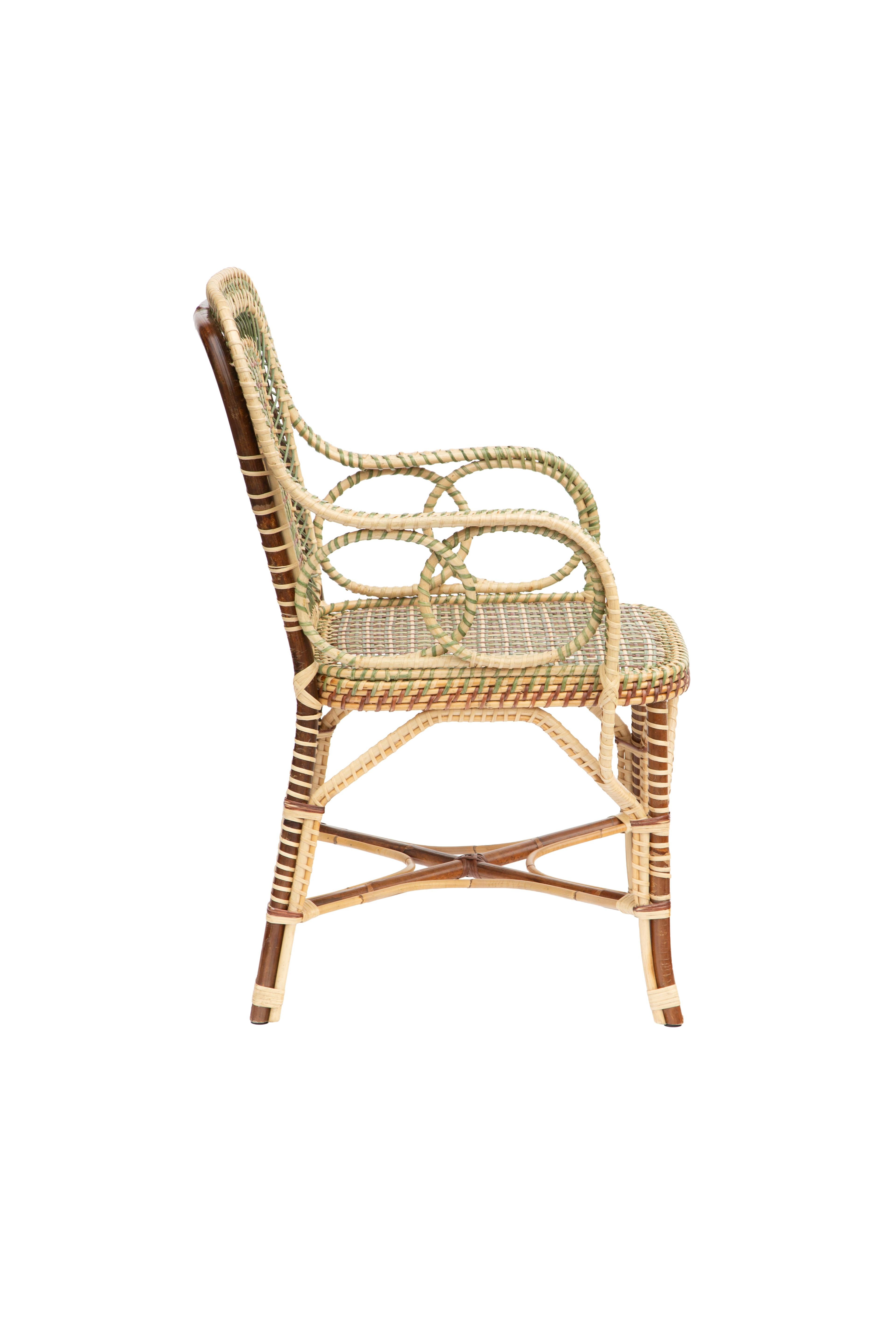 Fauteuil Marshan en rotin vert par Creel and Gow Neuf - En vente à New York, NY