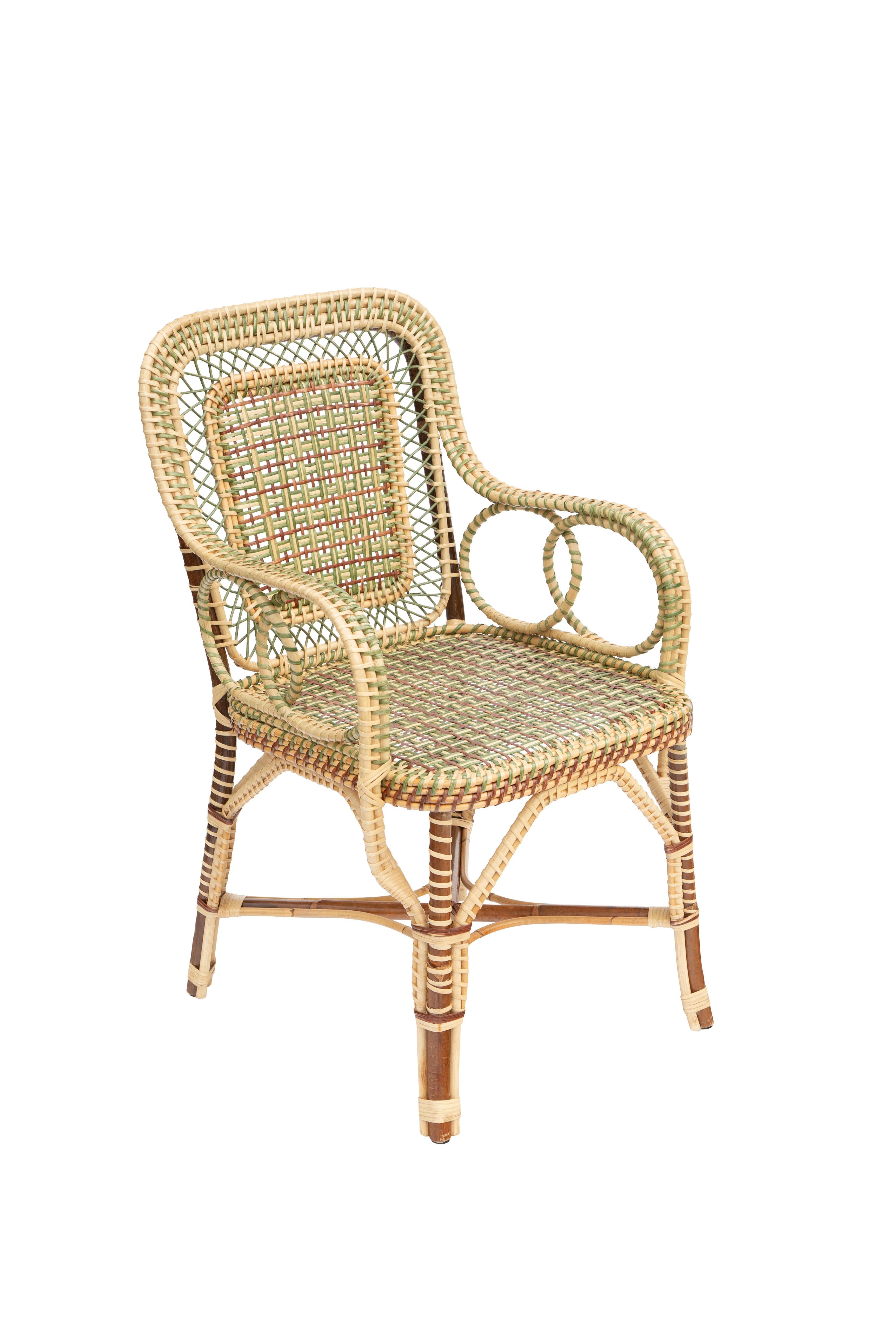 XXIe siècle et contemporain Fauteuil Marshan en rotin vert par Creel and Gow en vente