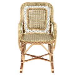 Marshan Rattan Arm Chair in Green By Creel and Gow