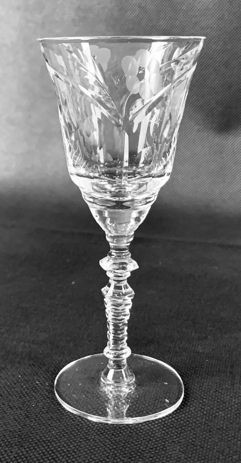 6 Vintage Etched Port Wine Glasses, Rock Sharpe, 1950's, After