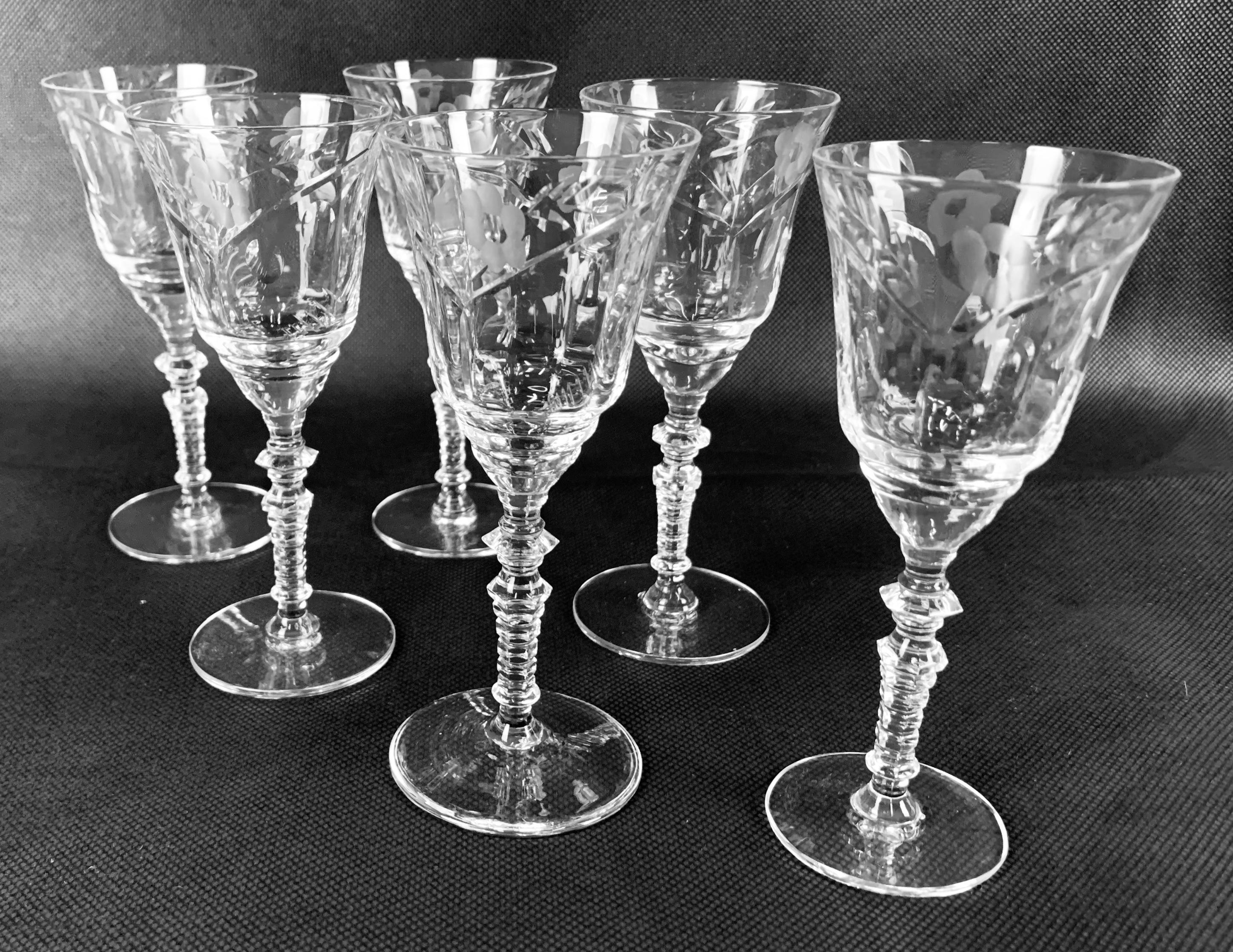 Art Deco Cordial Glasses by Rock Sharp in the Marshfield Pattern-set of six 2