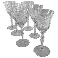 Vintage Art Deco Cordial Glasses by Rock Sharp in the Marshfield Pattern-set of six