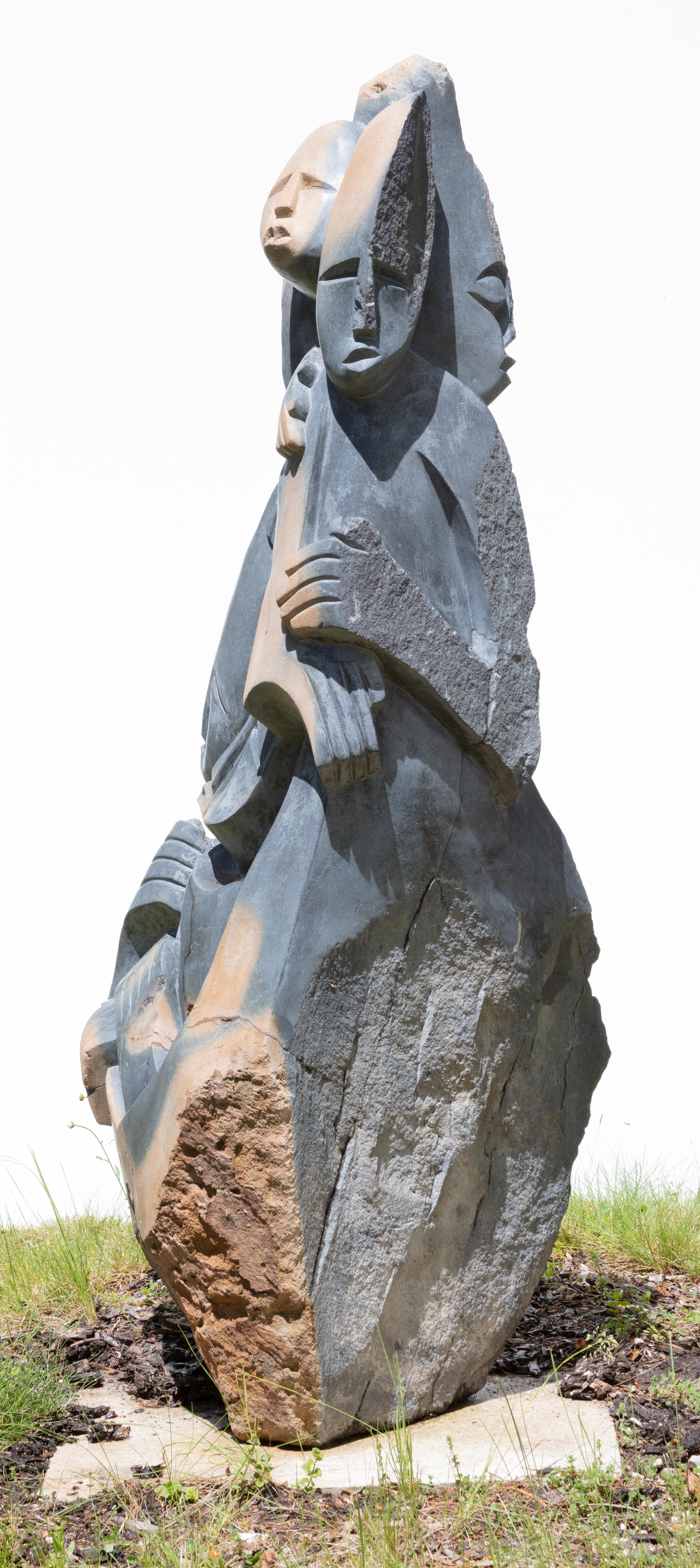 Family of Five - Sculpture by Marshford Kanyemba