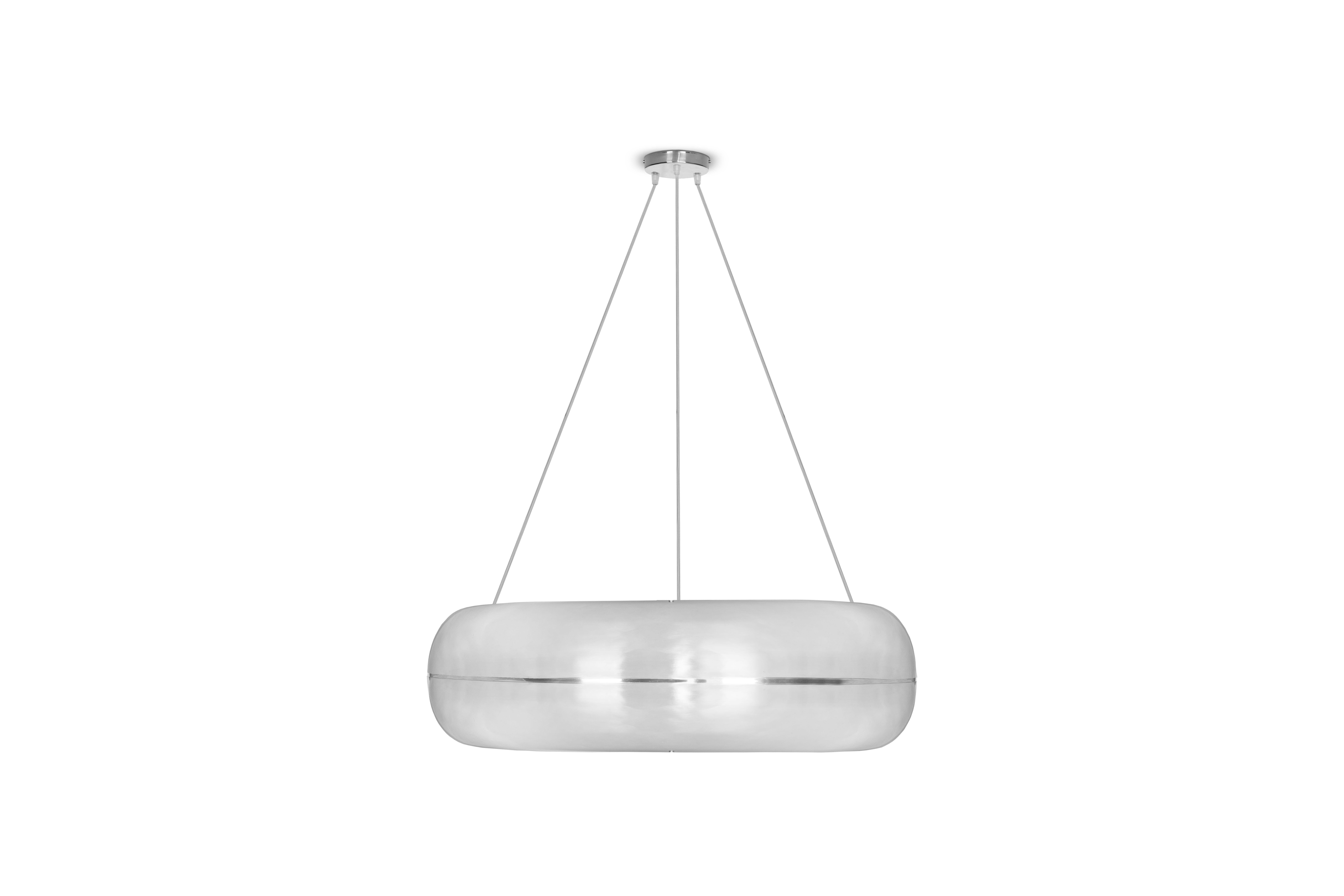 Marshmallow ceiling lamp - Royal Stranger
Dimensions: 17 x 57 x 57 cm 
Sizes for each element. The total height is adjustable.
Material: Brass (also available in Copper or Stainless Steel in polished or brushed finish.).

Composed by three