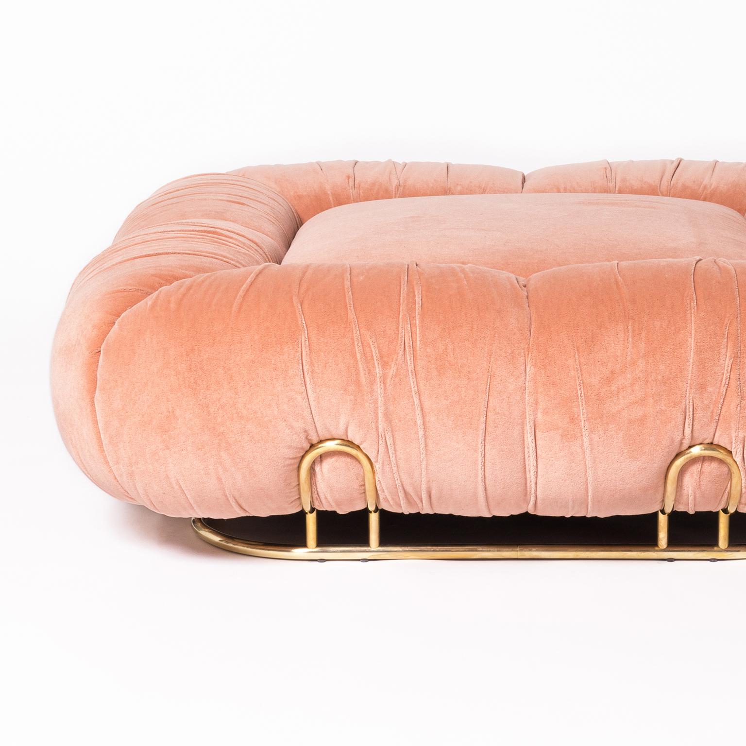Italian Marshmallow Pouf by Draga & Aurel Wool and Brass, 21st Century
