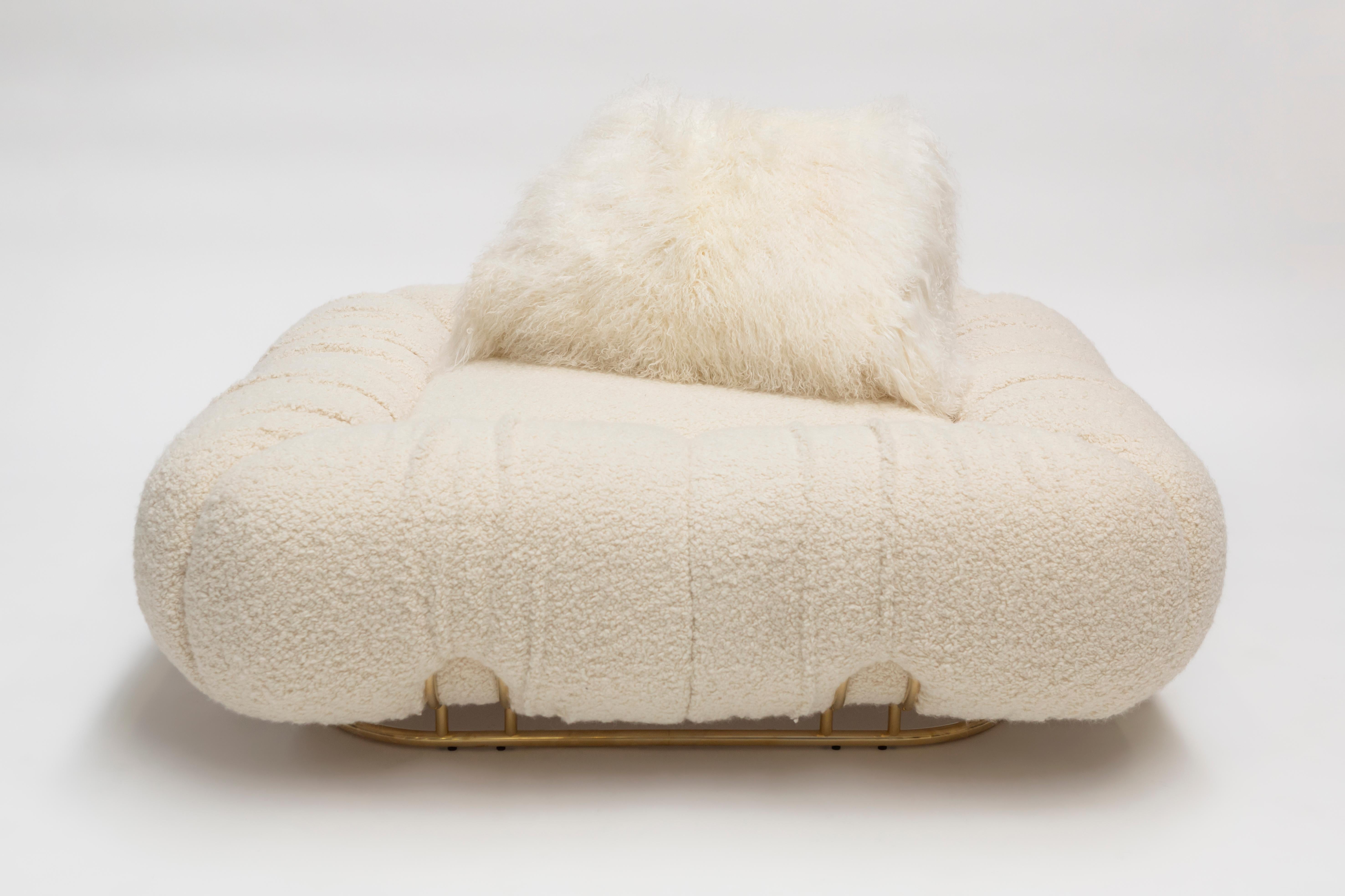 Contemporary Marshmallow Pouf by Draga & Aurel Wool Velvet and Brass, 21st Century