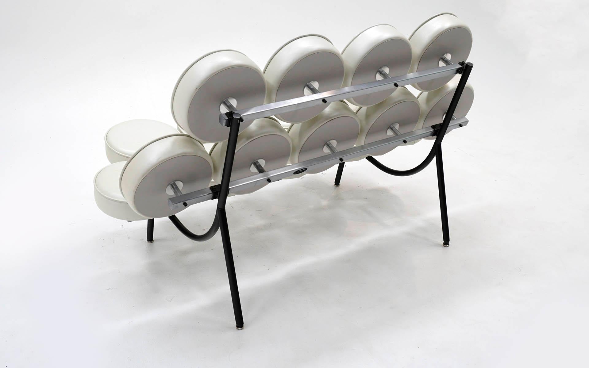 Contemporary Marshmallow Sofa by Irving Harper / George Nelson White Metallic Edelman Leather