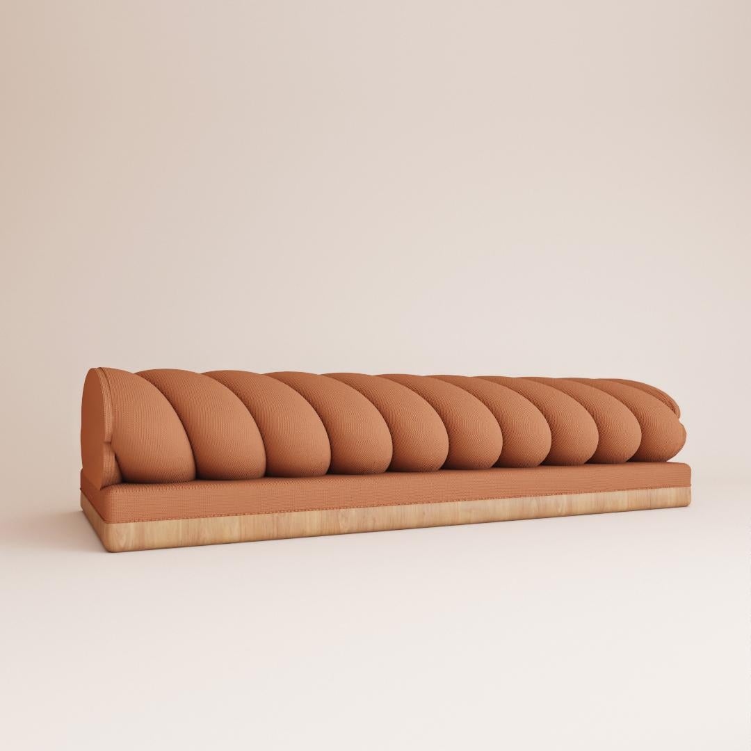 Marshmallow sofa by Rejo Studio
Dimensions: D 200 x W 85 x H 40 cm
Materials: Chenille upholstery, wood structure.

REJO is a design studio based in Riyadh, Saudi Arabia, and Istanbul, Turkey. Founded in 2017.
By Reem Olyan and Jumana Qasem,