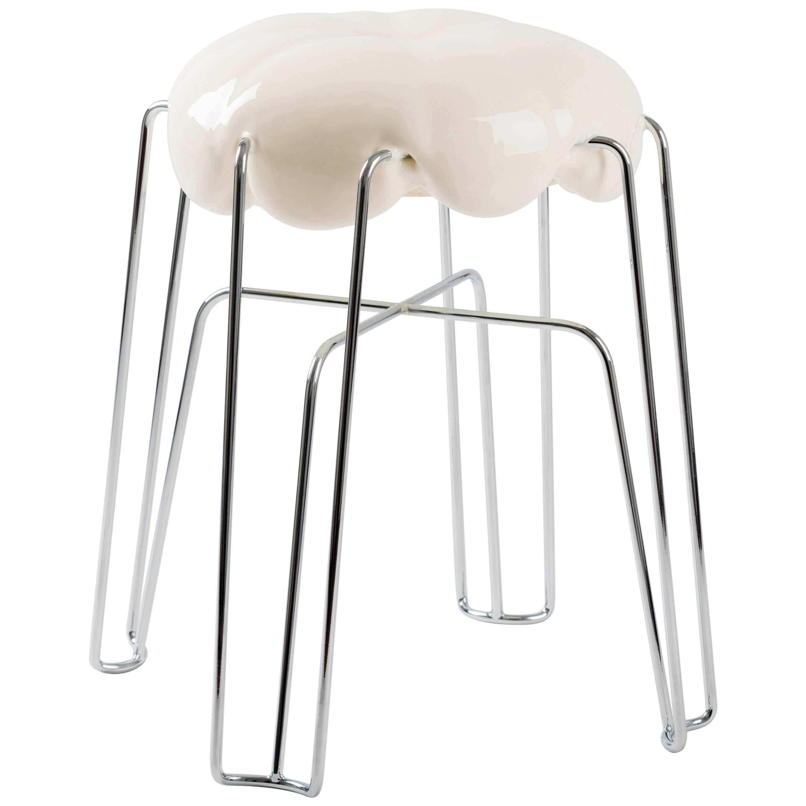 Marshmallow Stool by Paul Ketz in Coco Classic Polyurethane Foam and Steel For Sale