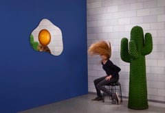 Marshmallow Stool by Paul Ketz in Fetish Black Polyurethane Foam and Steel