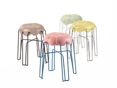 Marshmallow Stool by Paul Ketz in Fever Red Polyurethane Foam and Steel