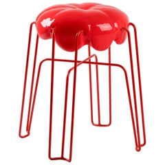 Marshmallow Stool by Paul Ketz in Fever Red Polyurethane Foam and Steel