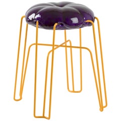 Marshmallow Stool by Paul Ketz in Plum Polyurethane Foam and Steel