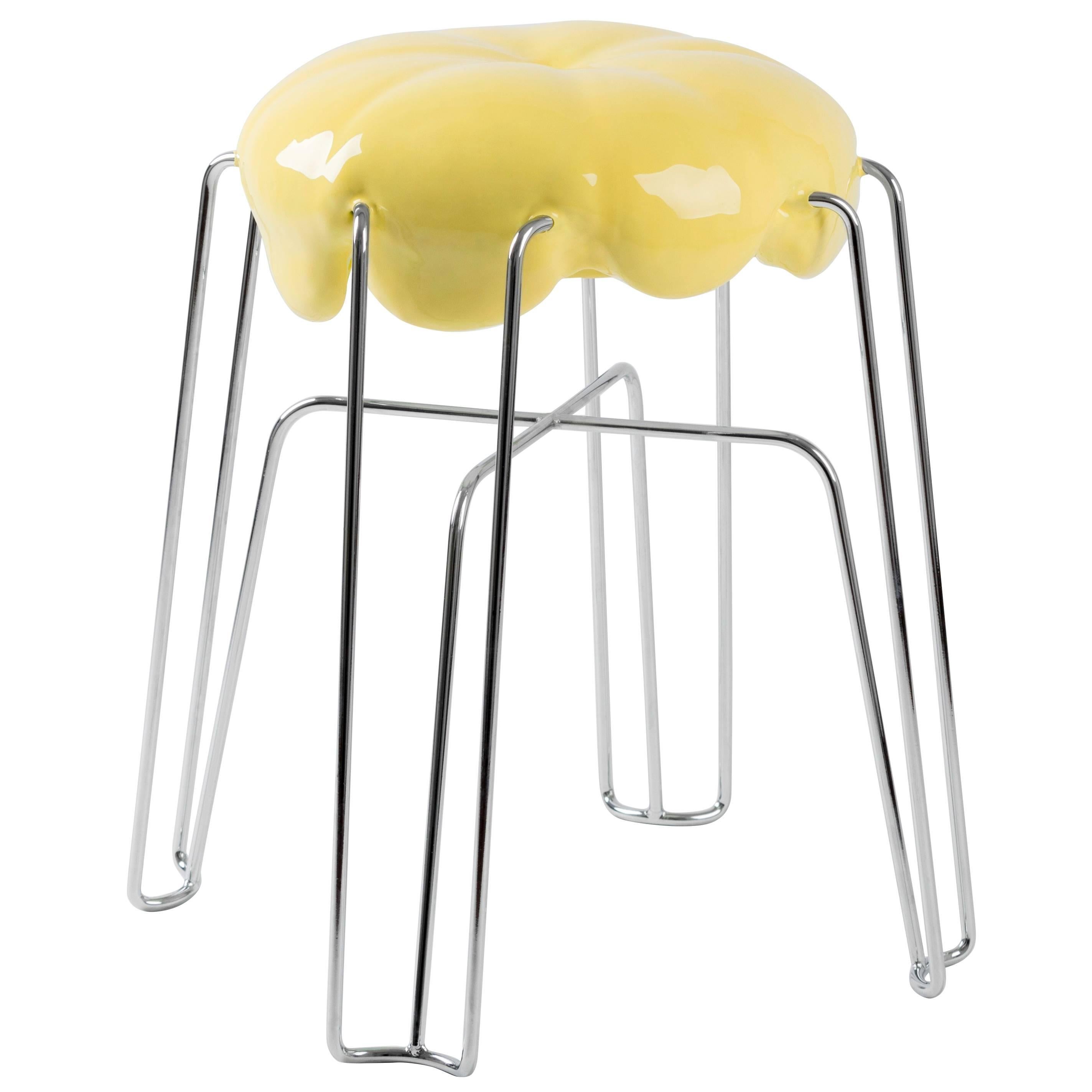 Marshmallow Stool by Paul Ketz in Tennislove Polyurethane Foam and Steel For Sale