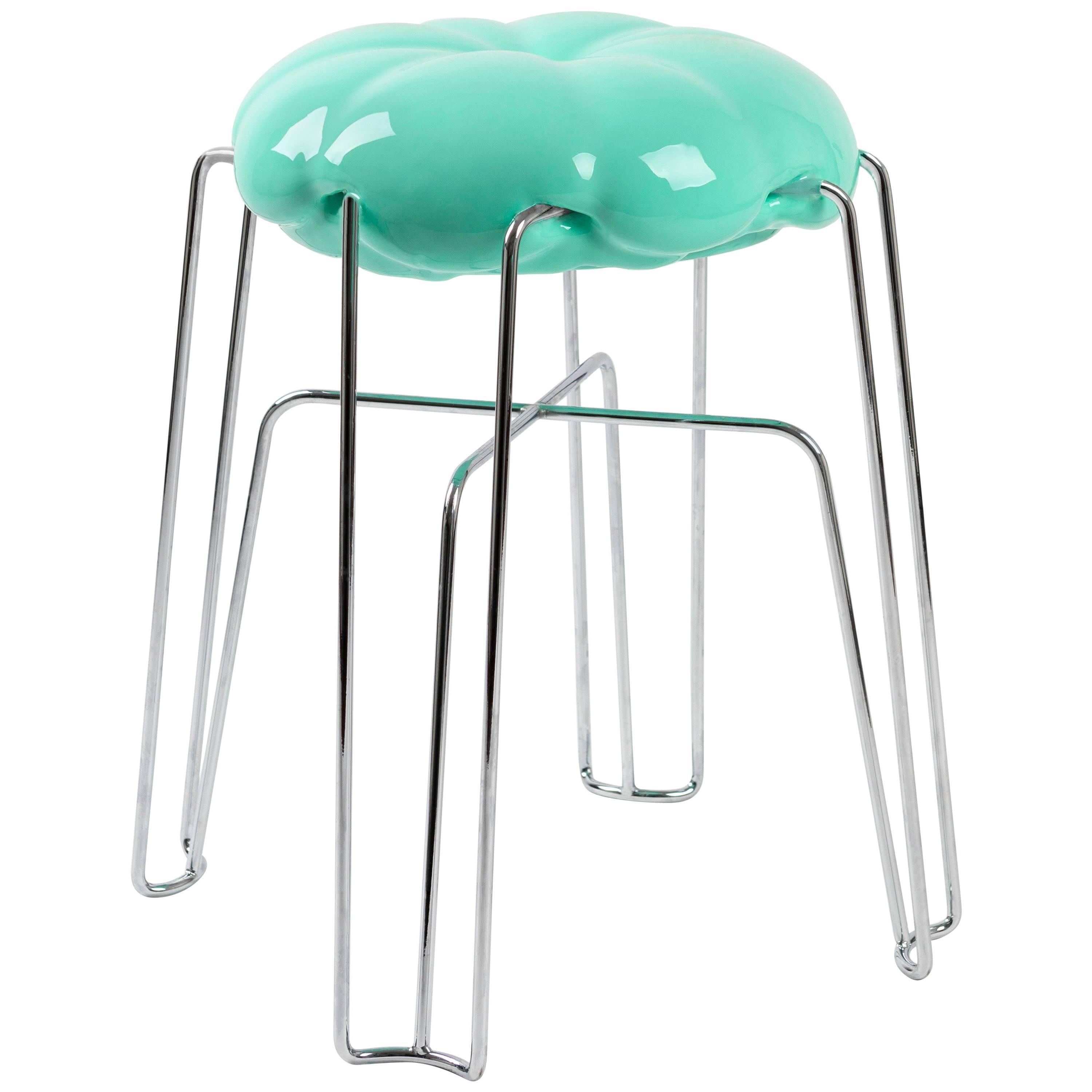 Marshmallow Stool by Paul Ketz in Yeti Glue Polyurethane Foam and Steel For Sale