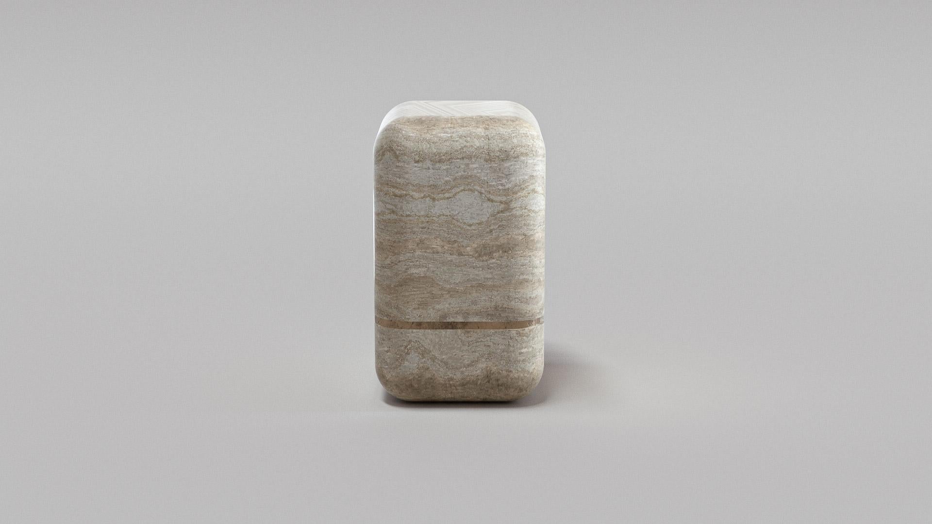 Marshmallow Travertine side table by Arthur Vallin
Numbered Edition
Dimensions: W 31 x D 25.4 x H 43 cm
Materials: Travertine
Finishing: Un-honed

French Artist, Designer, and Creative Director Arthur Vallin hold a master’s degree in Art