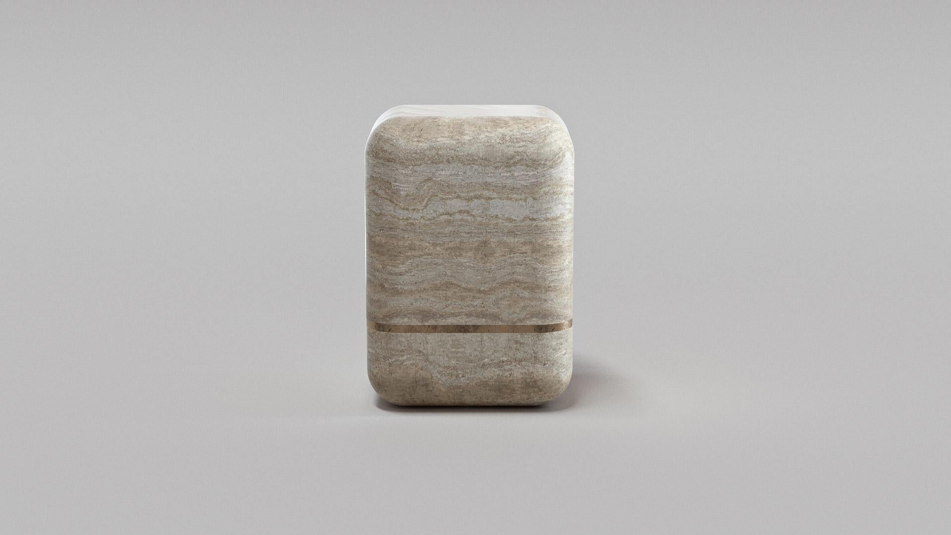 Post-Modern Marshmallow Travertine Side Table by Arthur Vallin For Sale