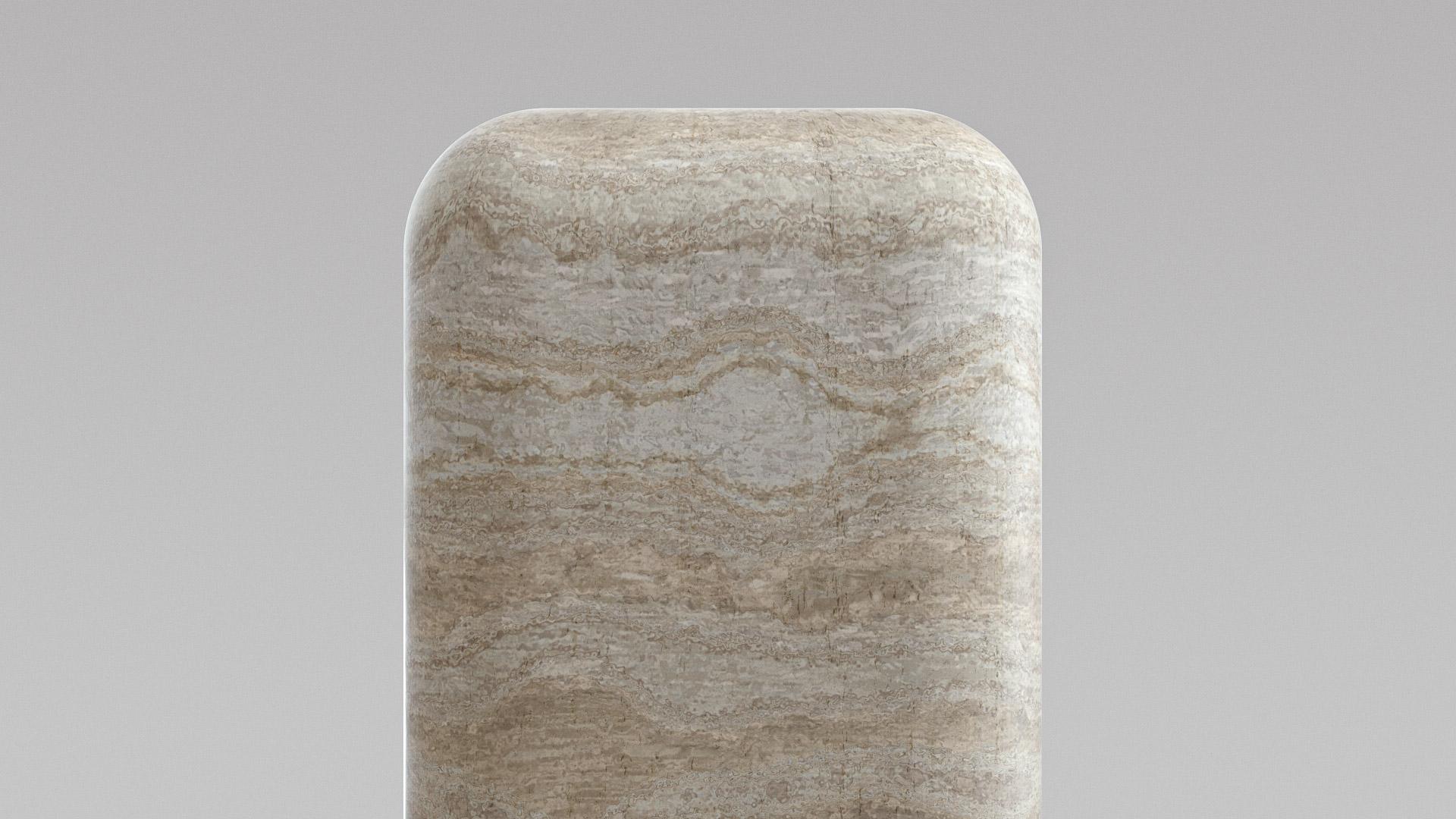 Portuguese Marshmallow Travertine Side Table by Arthur Vallin For Sale