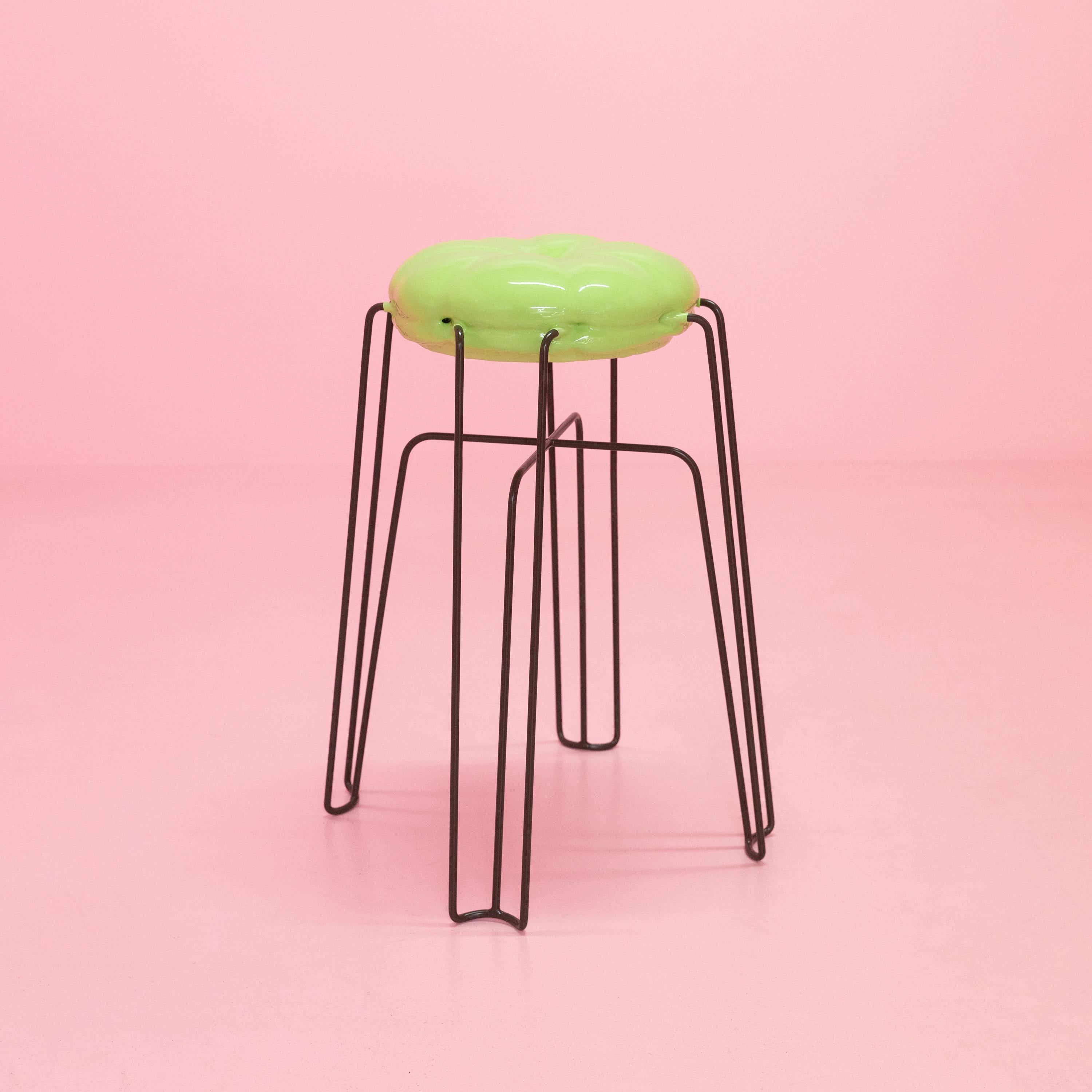 Each Marshmallow Soft Foam Stool is unique as there is no mold used to make the cushion. The foam expands through the stool's wire frame structure creating a one of a kind piece every time.