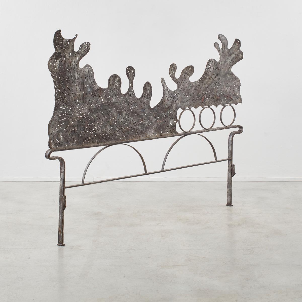 Marsura Salvino Forged Iron Headboard, Italy, 1970s In Good Condition For Sale In London, GB