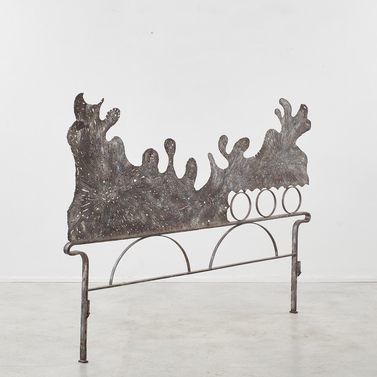 Late 20th Century Marsura Salvino Forged Iron Headboard, Italy, 1970s For Sale
