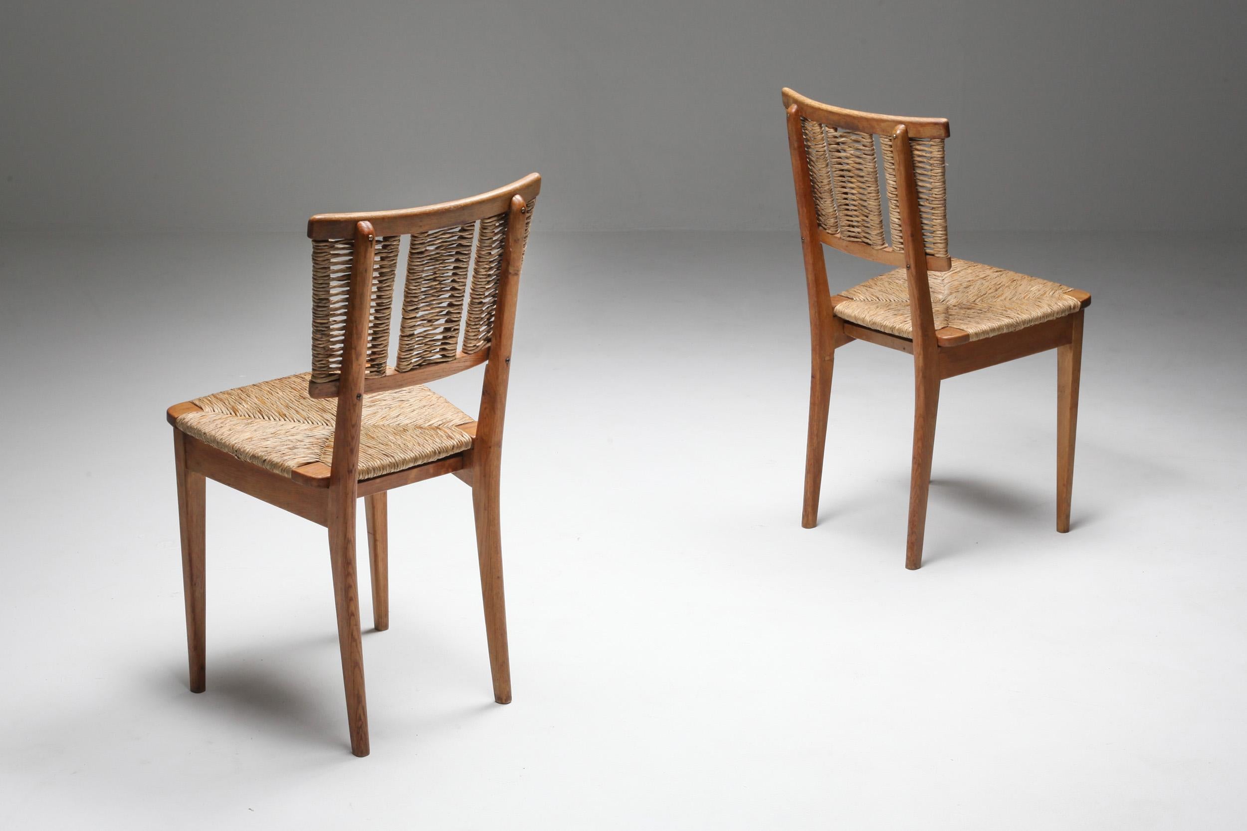 Modern Mart Stam 'A2-1' Chairs in Oak and Straw, 1947