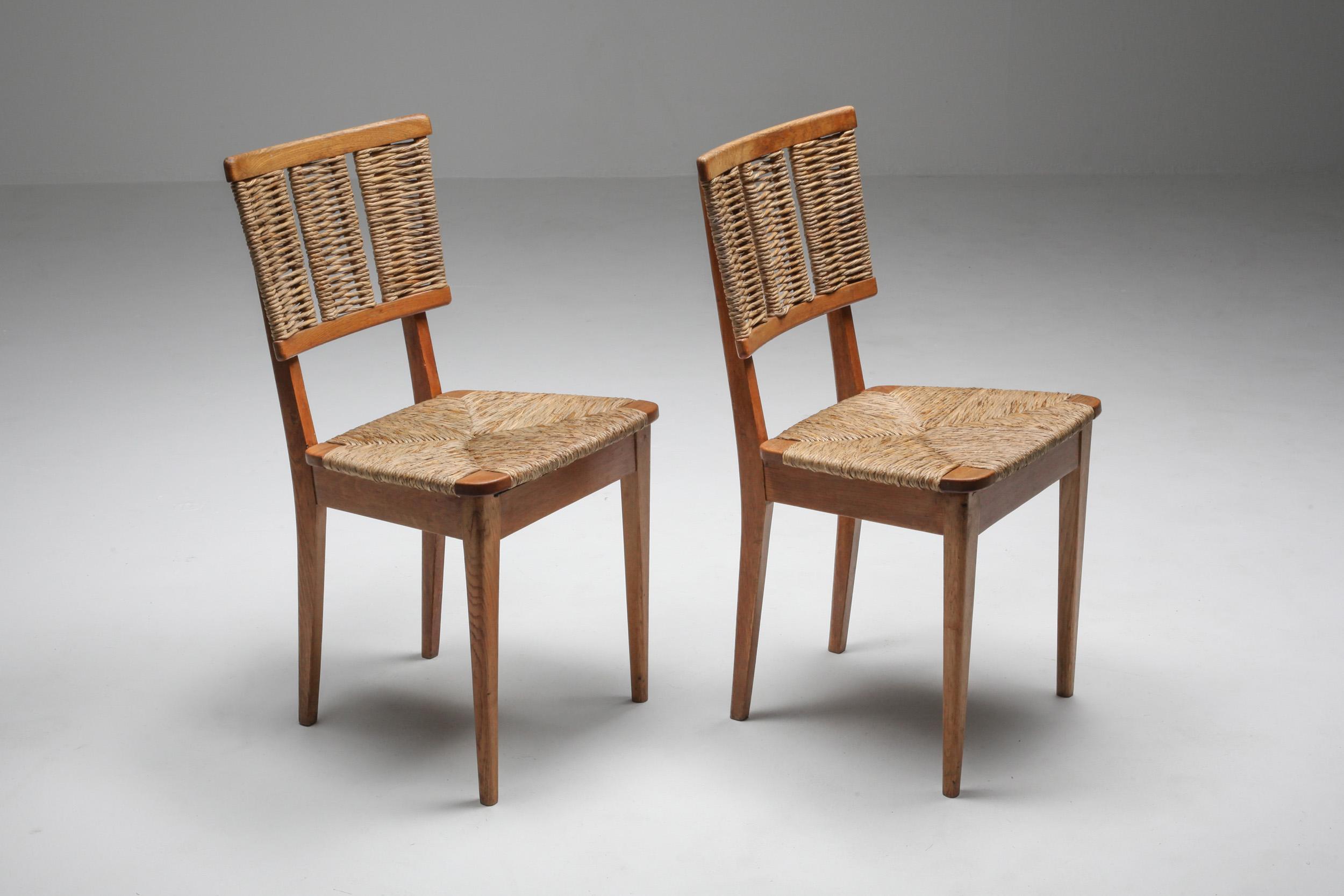Mart Stam 'A2-1' Chairs in Oak and Straw, 1947 In Good Condition In Antwerp, BE