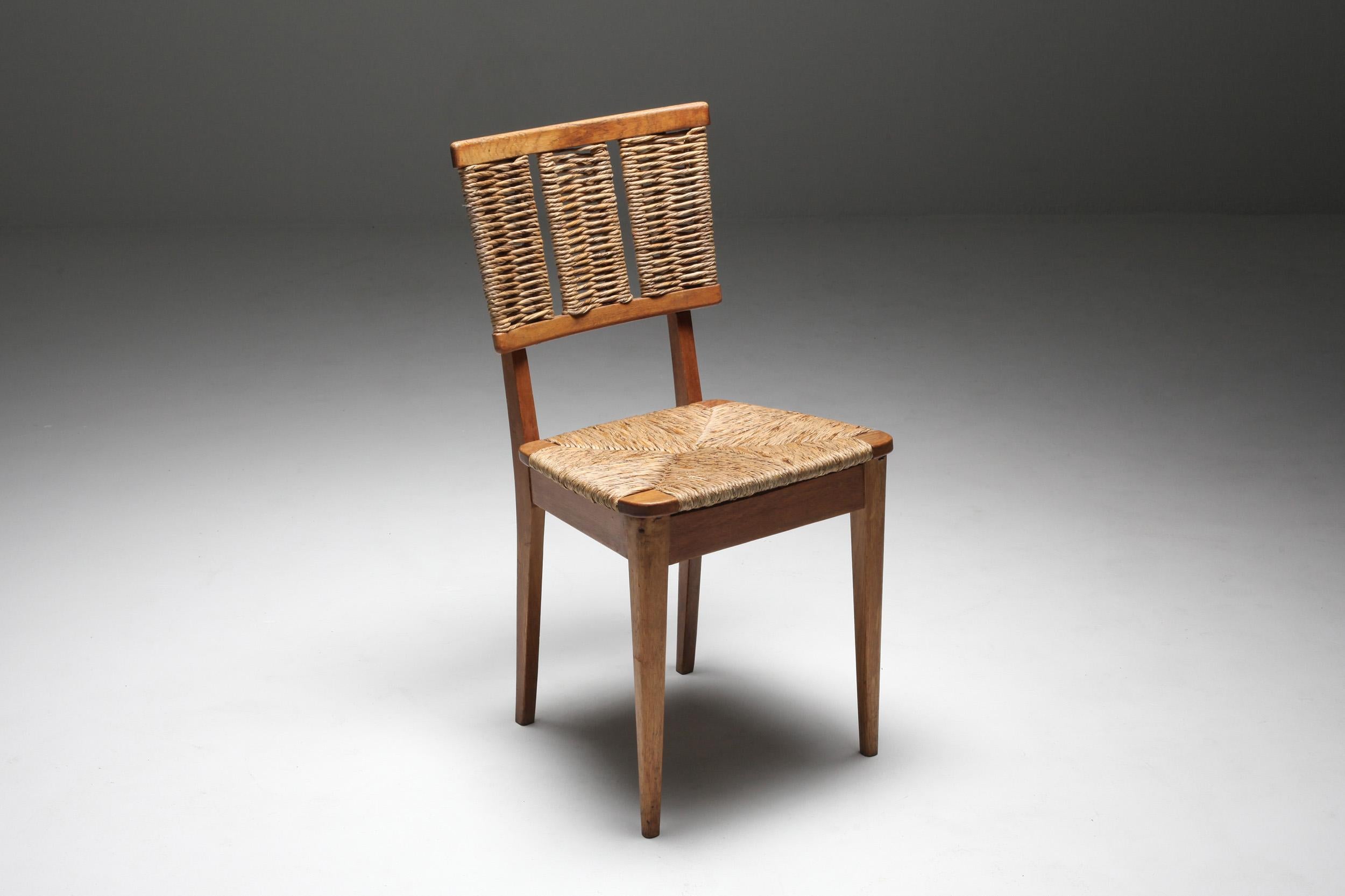 Mid-20th Century Mart Stam 'A2-1' Chairs in Oak and Straw, 1947