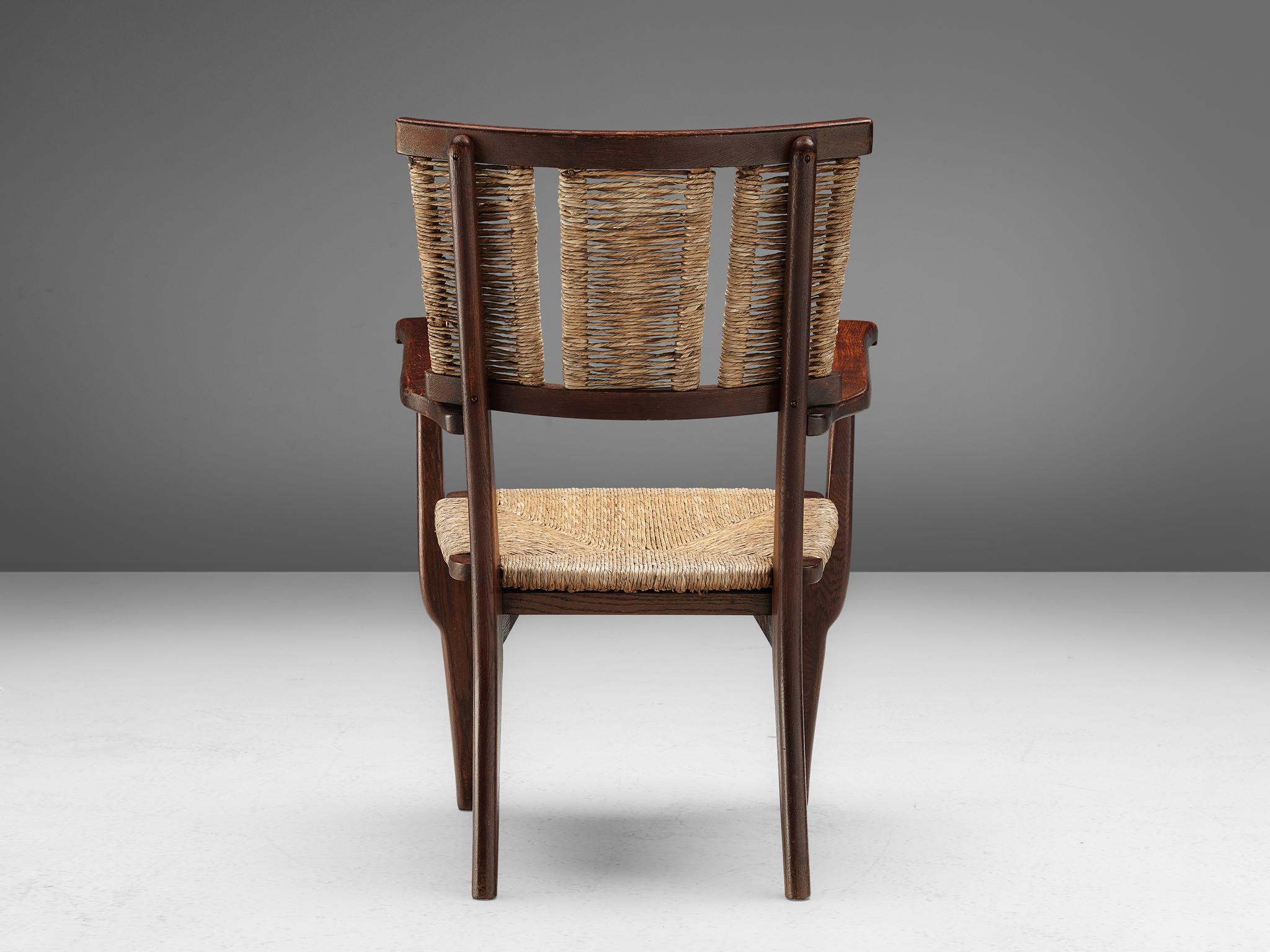 Mid-Century Modern Mart Stam Armchair in Oak and Straw  For Sale
