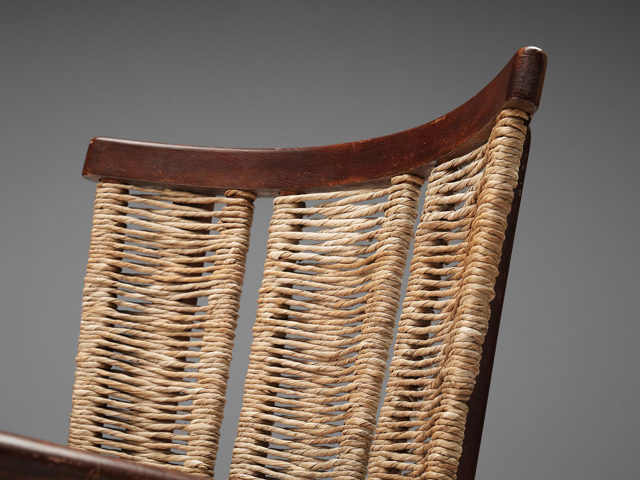 Dutch Mart Stam Armchair in Oak and Straw  For Sale