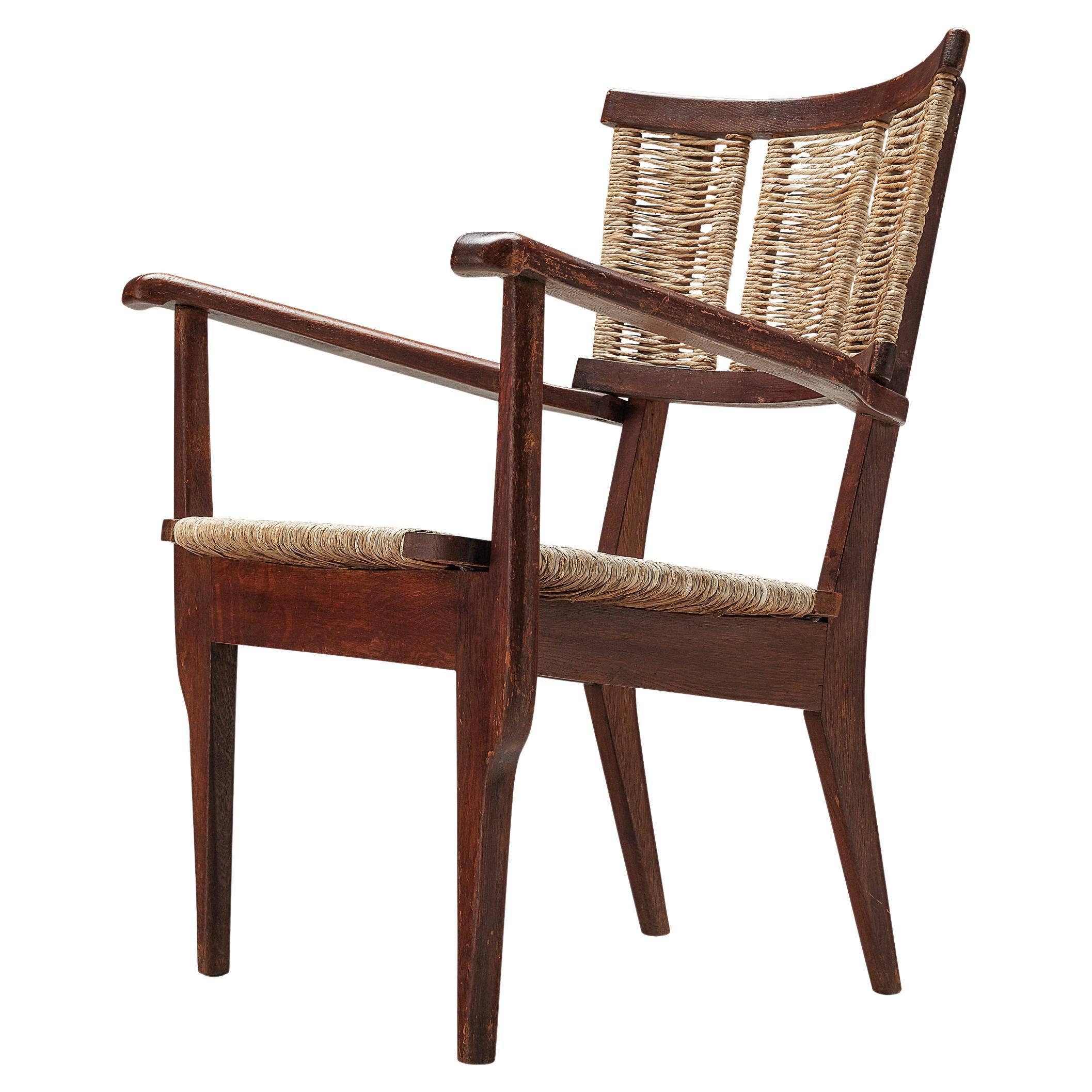 Mart Stam Armchair in Oak and Straw 