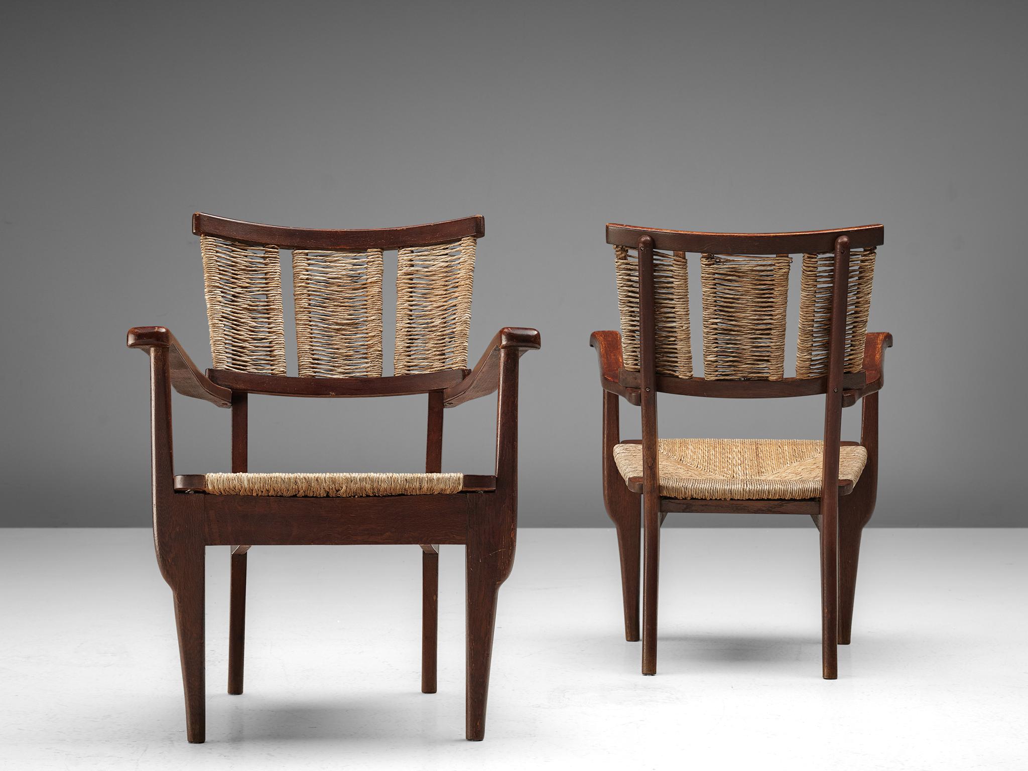 Mart Stam Armchairs in Oak and Straw  1
