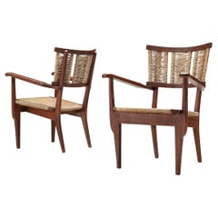 Mart Stam Armchairs in Oak and Straw 