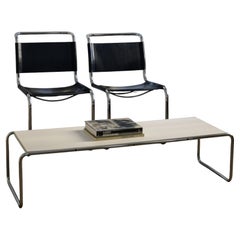 Mart Stam S33 Dining Chairs by Fasem, Leather & Steel, Mid-Century
