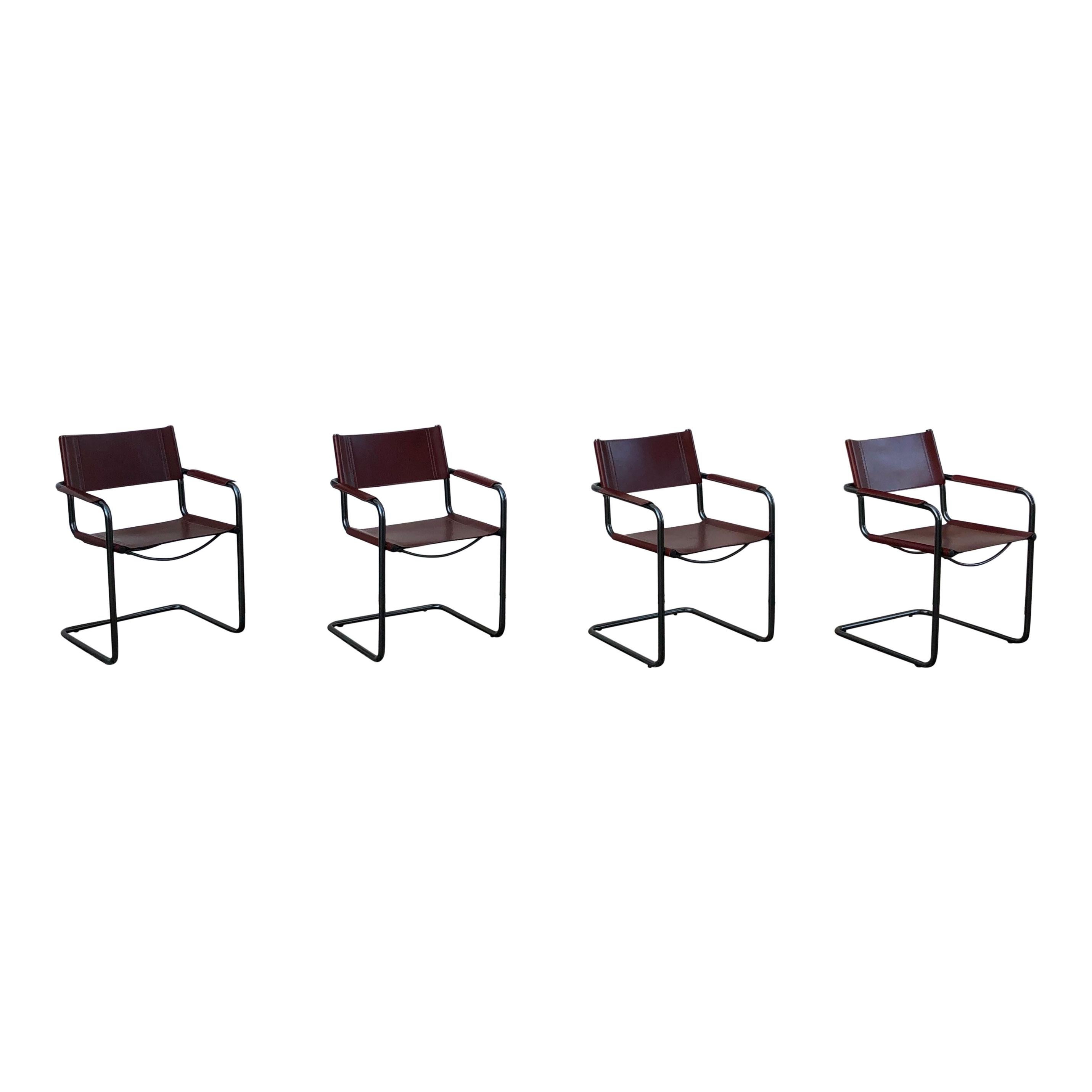 Mart Stam Bauhaus English Red Leather MG5 Dining Chair for Matteo Grassi, 1976 For Sale 4