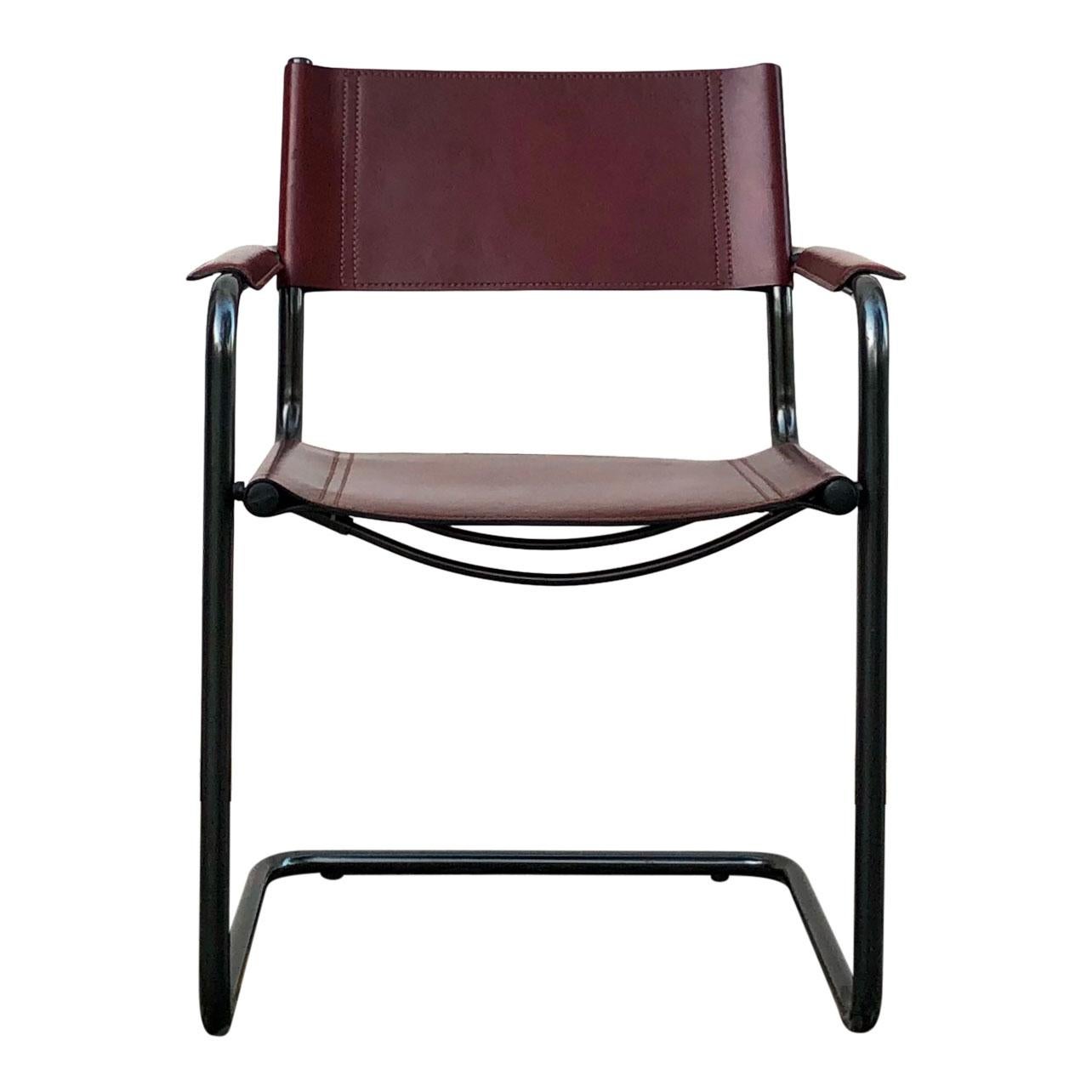 Mart Stam Bauhaus English Red Leather MG5 Dining Chair for Matteo Grassi, 1976 For Sale 5