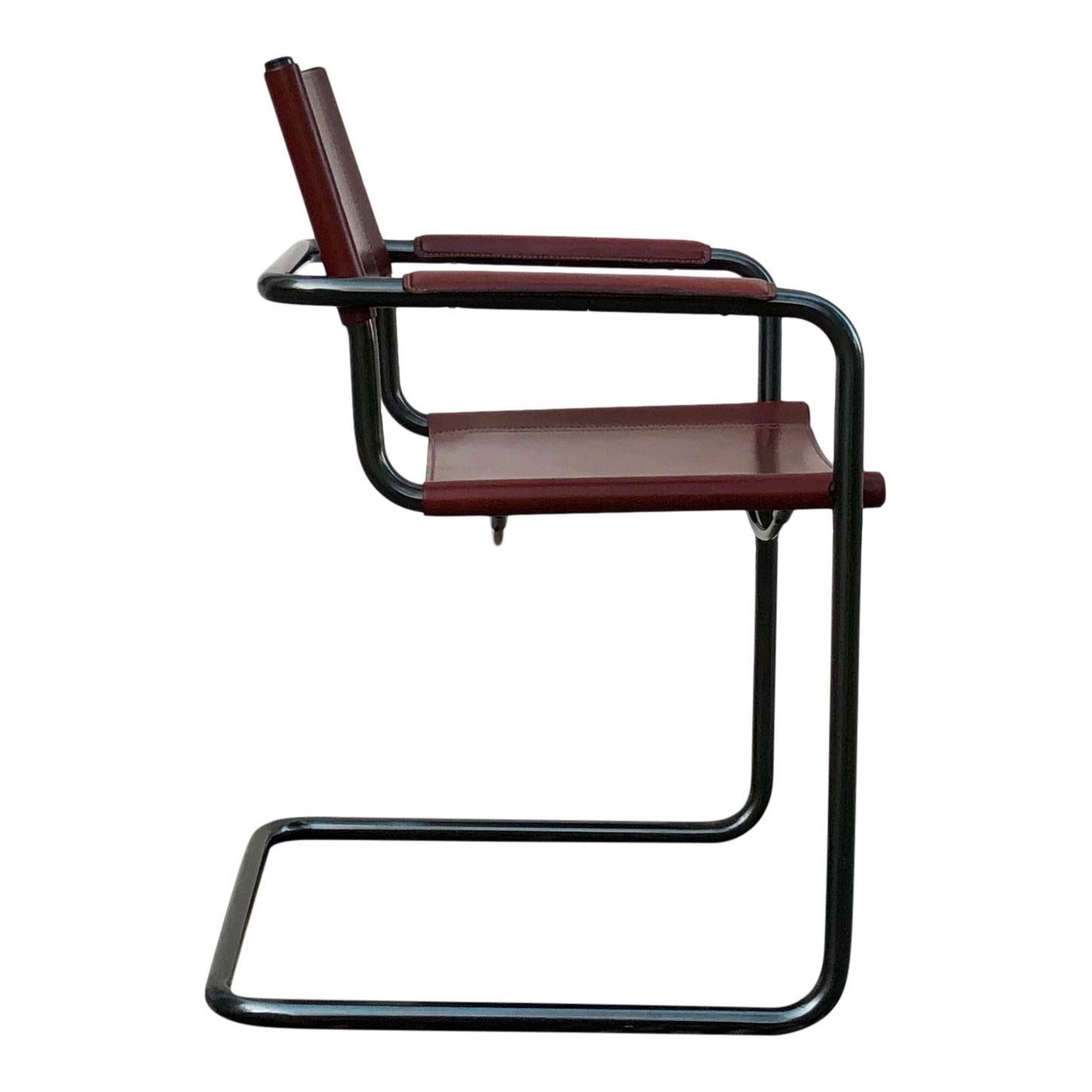 Mart Stam Bauhaus English Red Leather MG5 Dining Chair for Matteo Grassi, 1976 For Sale 6