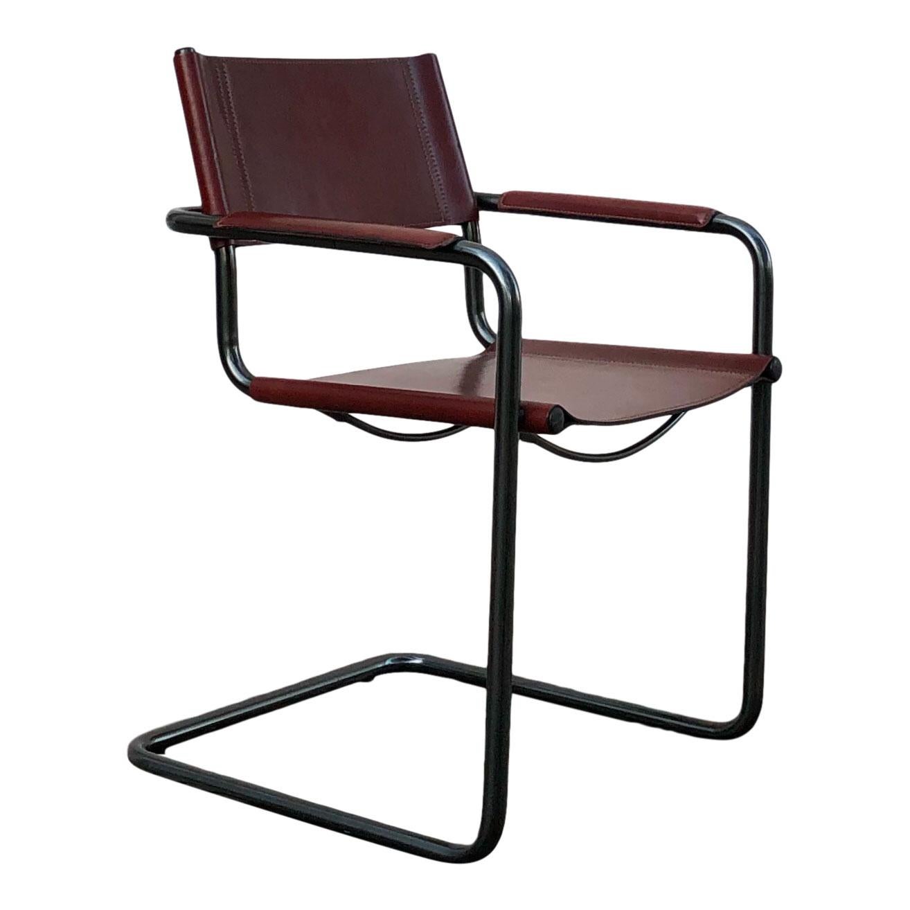 Mart Stam Bauhaus English Red Leather MG5 Dining Chair for Matteo Grassi, 1976 For Sale 7