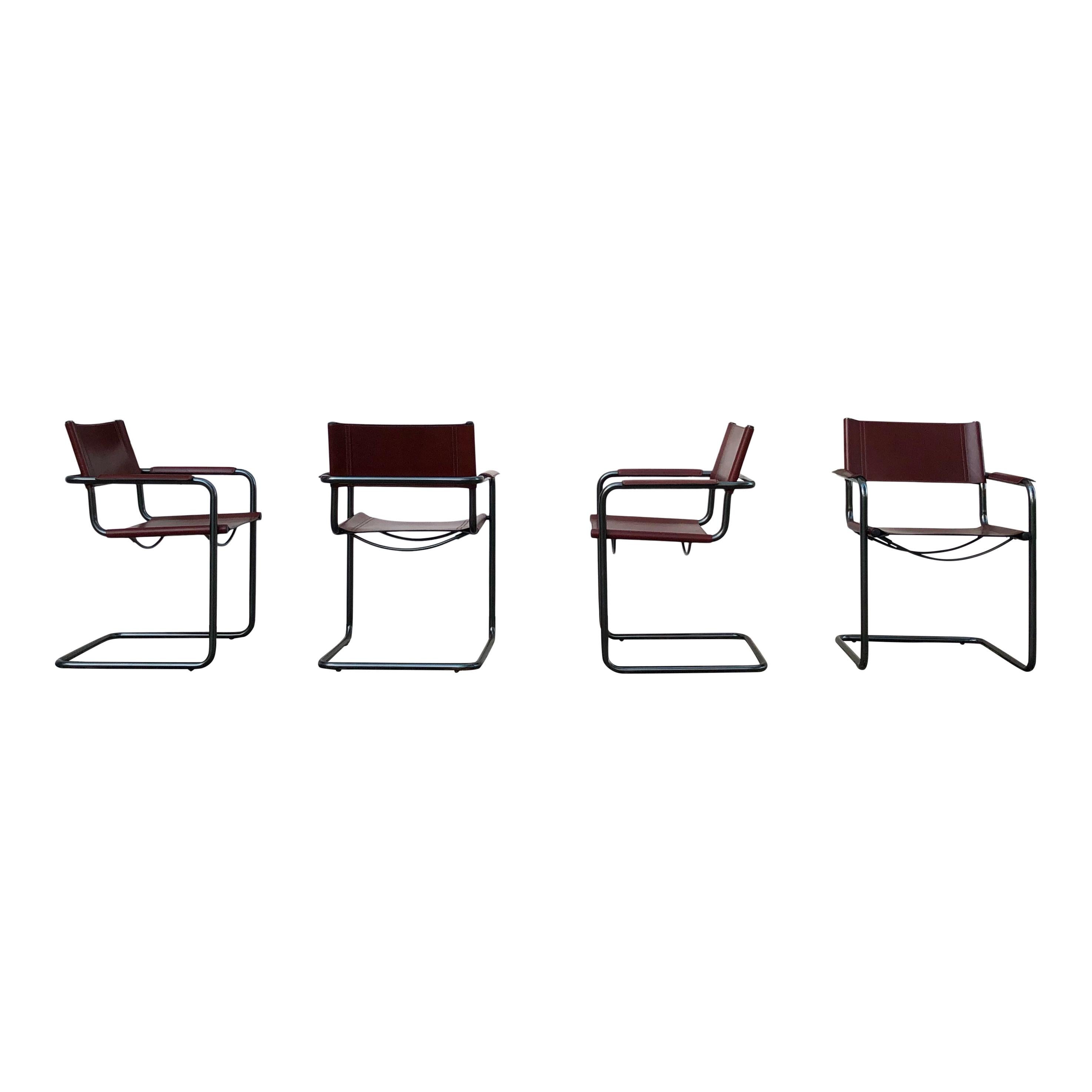 Mart Stam Bauhaus English Red Leather MG5 Dining Chair for Matteo Grassi, 1976 For Sale 3