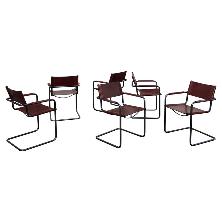 Mart Stam Bauhaus English Red Leather MG5 Dining Chair for Matteo