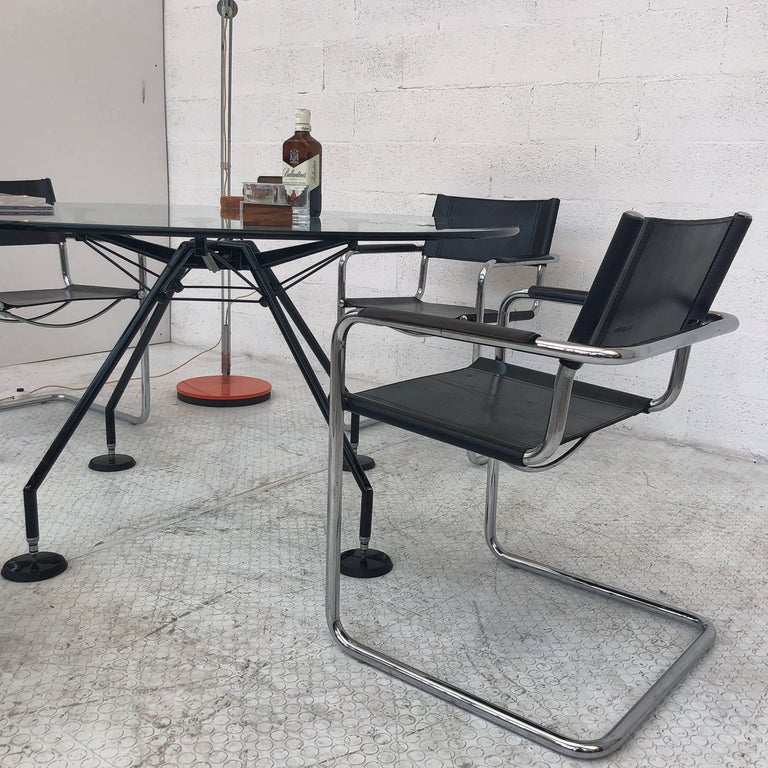 Mart Stam Bauhaus Leather MG5 Dining Chairs by Matteo Grassi, 1970s