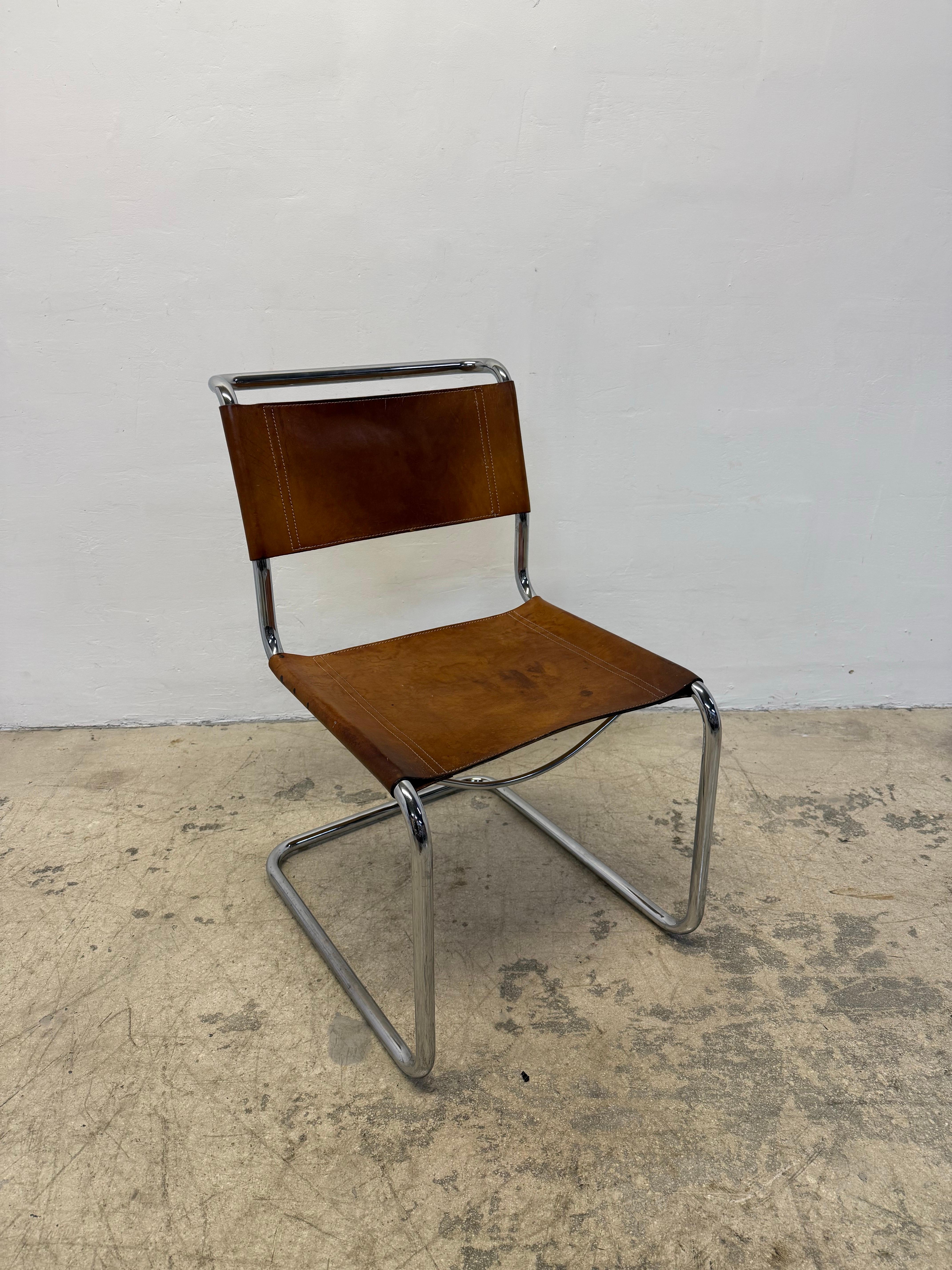 Mart Stam Bauhaus S33 and S34 Leather Dining Chairs for Thonet, 1960s - Set of 6 5