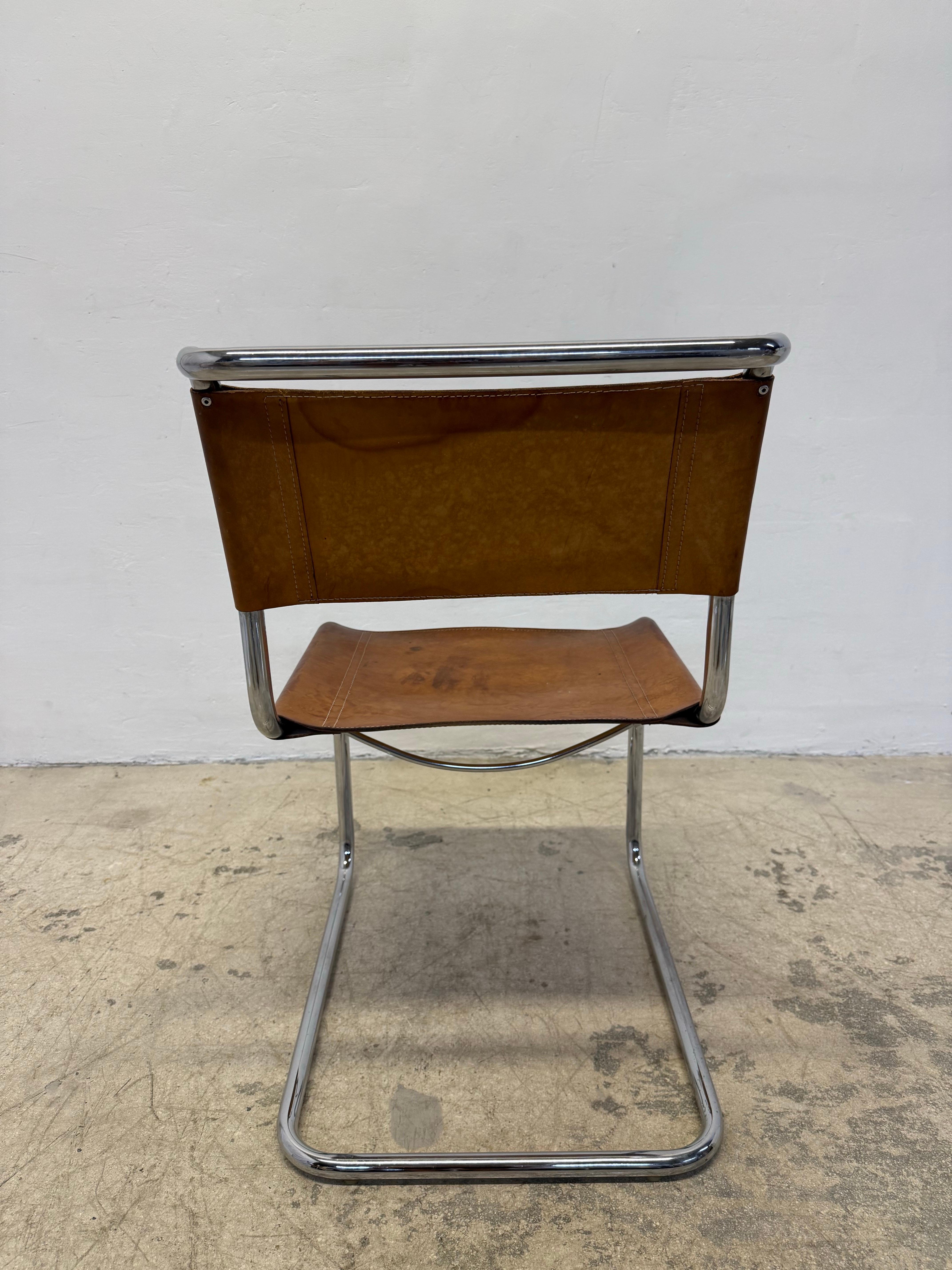 Mart Stam Bauhaus S33 and S34 Leather Dining Chairs for Thonet, 1960s - Set of 6 6