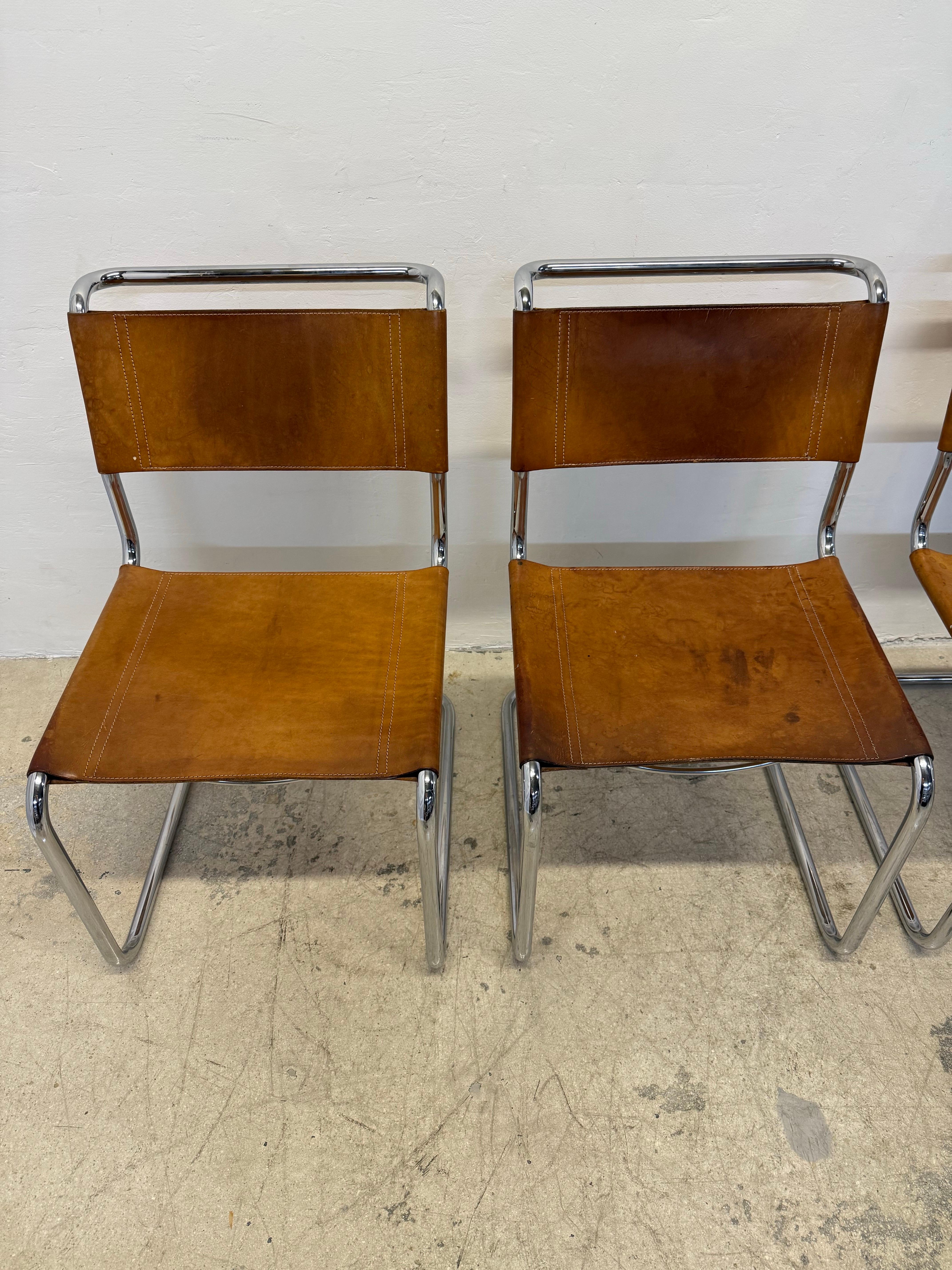 Mart Stam Bauhaus S33 and S34 Leather Dining Chairs for Thonet, 1960s - Set of 6 10