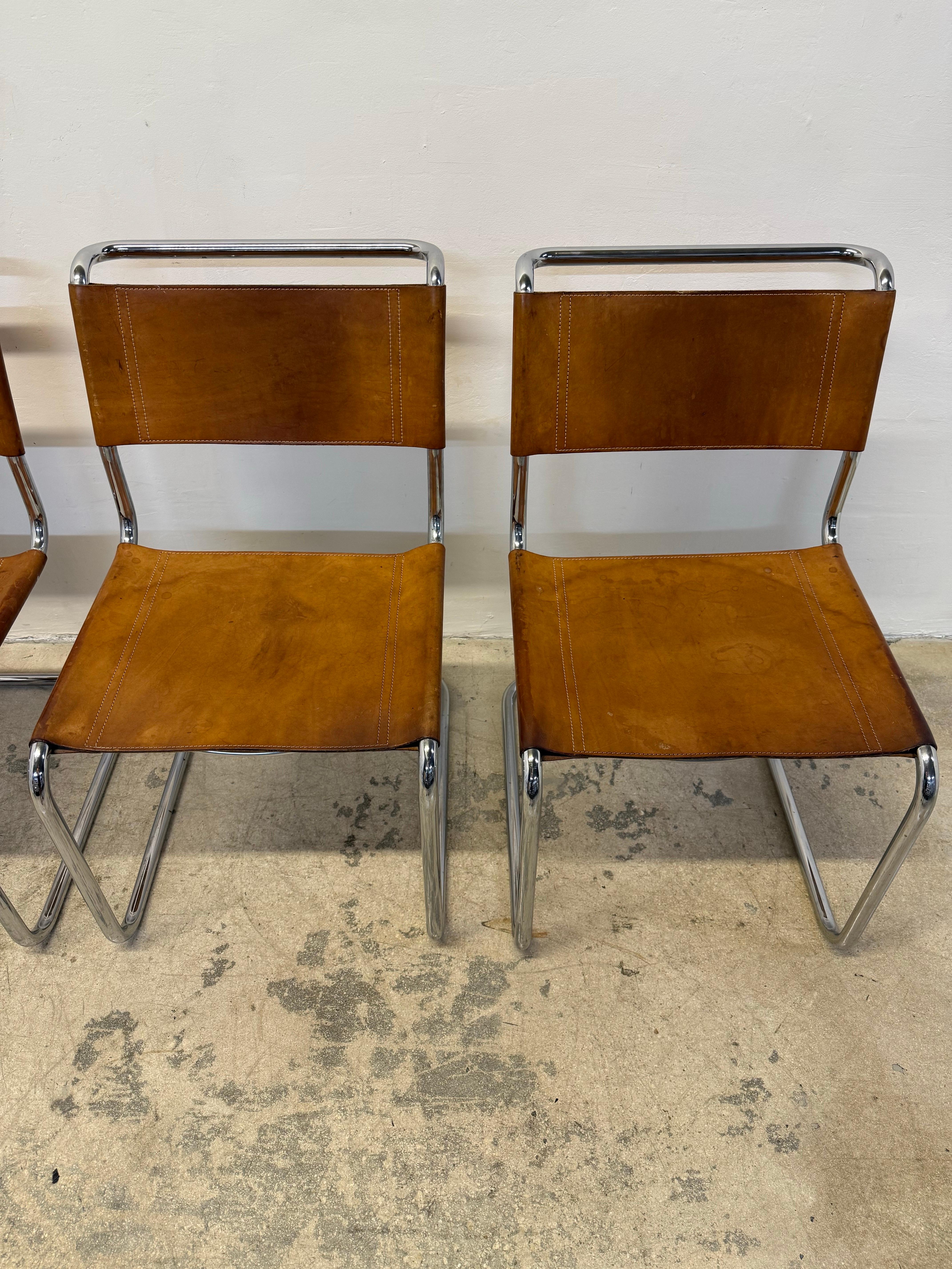 Mart Stam Bauhaus S33 and S34 Leather Dining Chairs for Thonet, 1960s - Set of 6 11