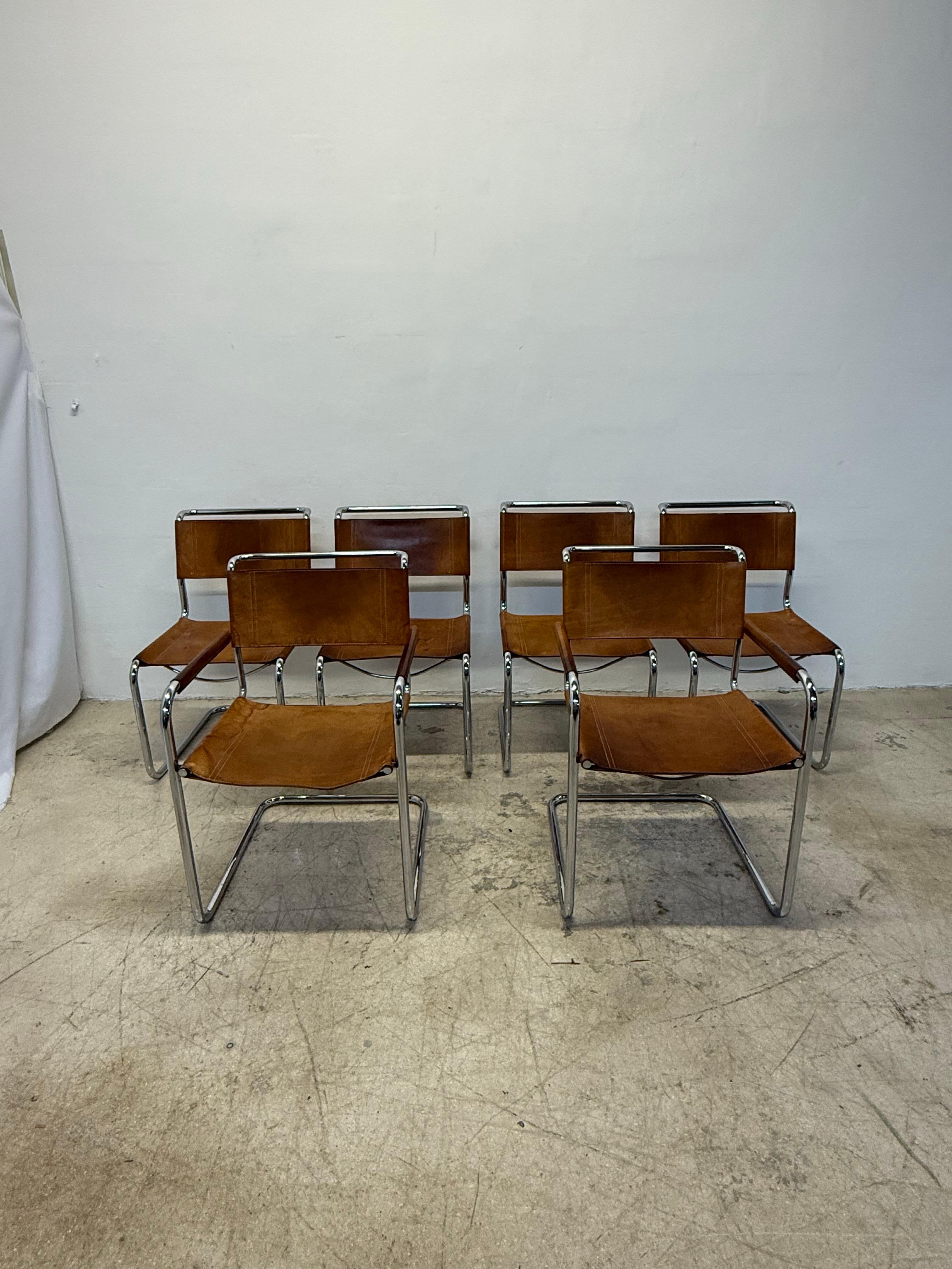 Mart Stam Bauhaus S33 and S34 Leather Dining Chairs for Thonet, 1960s - Set of 6 13