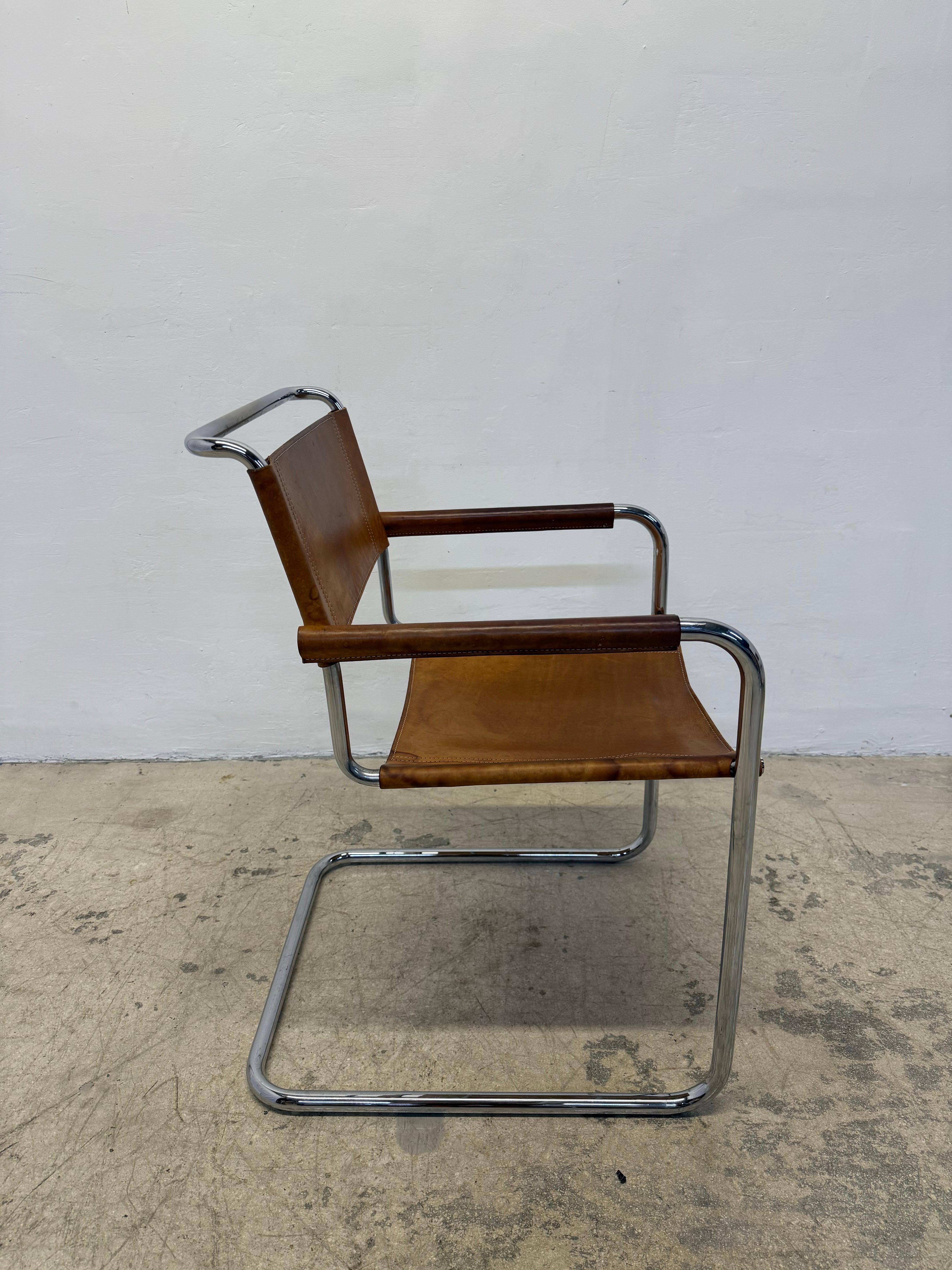 Mart Stam Bauhaus S33 and S34 Leather Dining Chairs for Thonet, 1960s - Set of 6 1