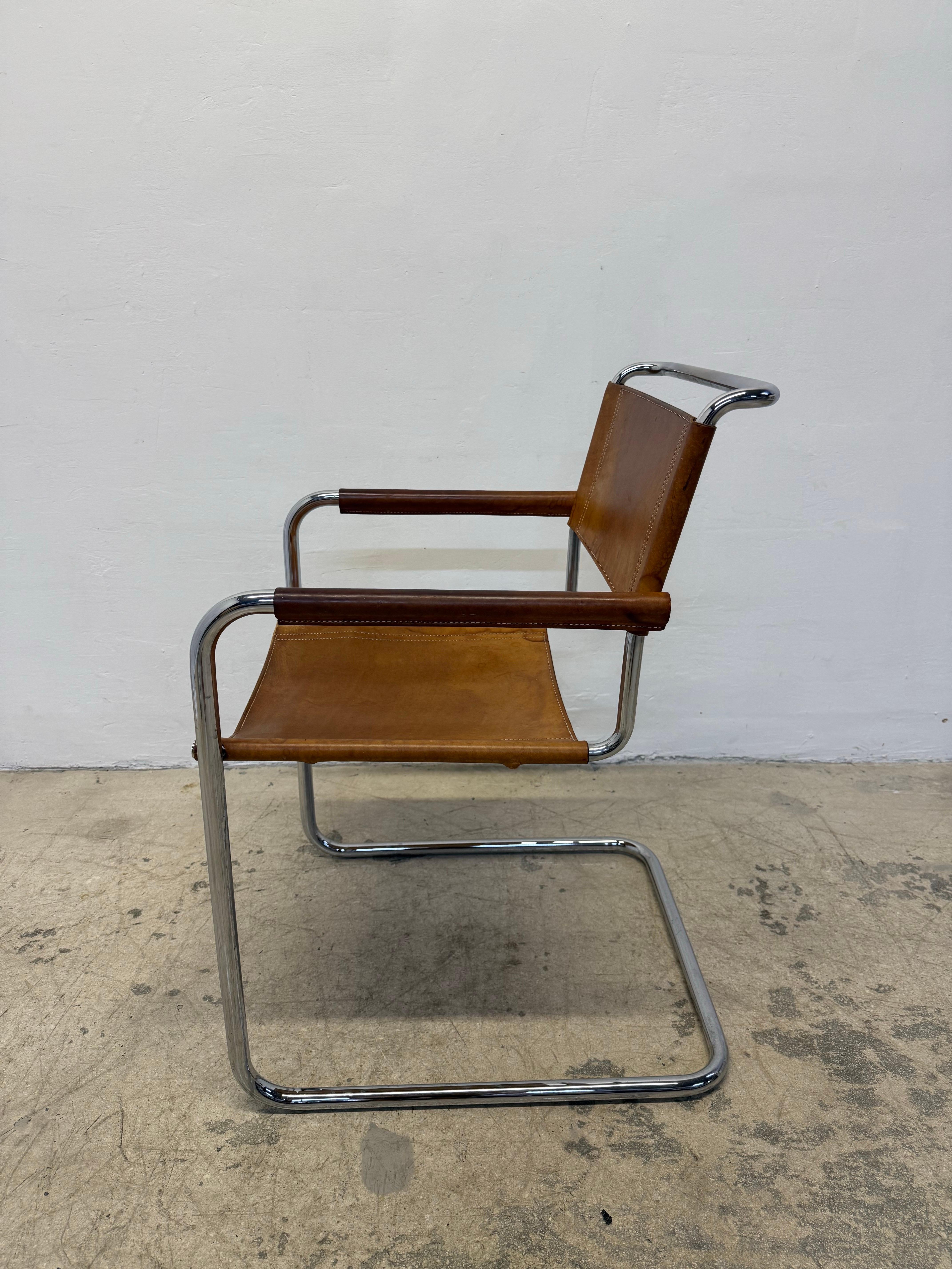 Mart Stam Bauhaus S33 and S34 Leather Dining Chairs for Thonet, 1960s - Set of 6 2
